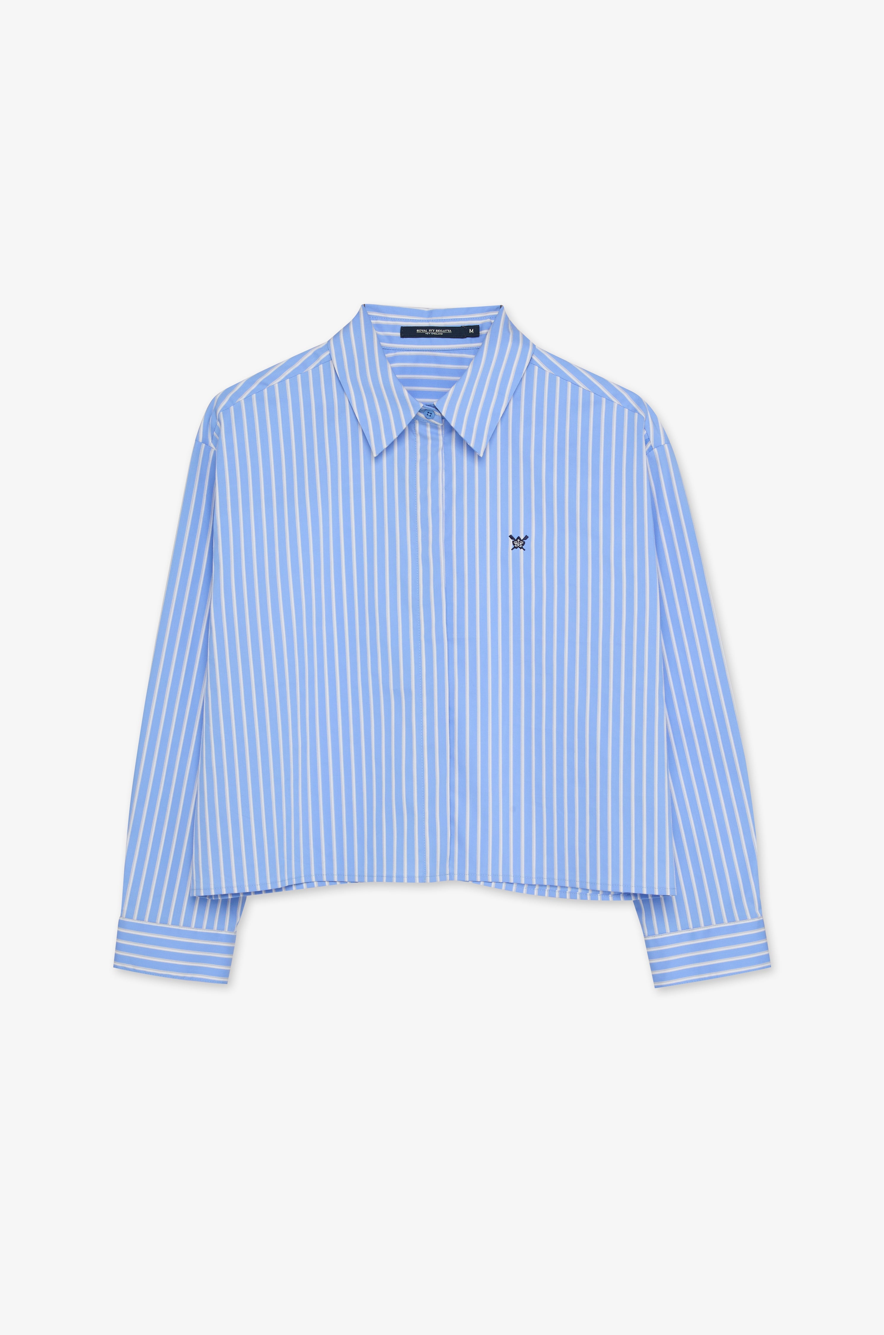 Classic Stripe Cropped Blouse Striped Blue