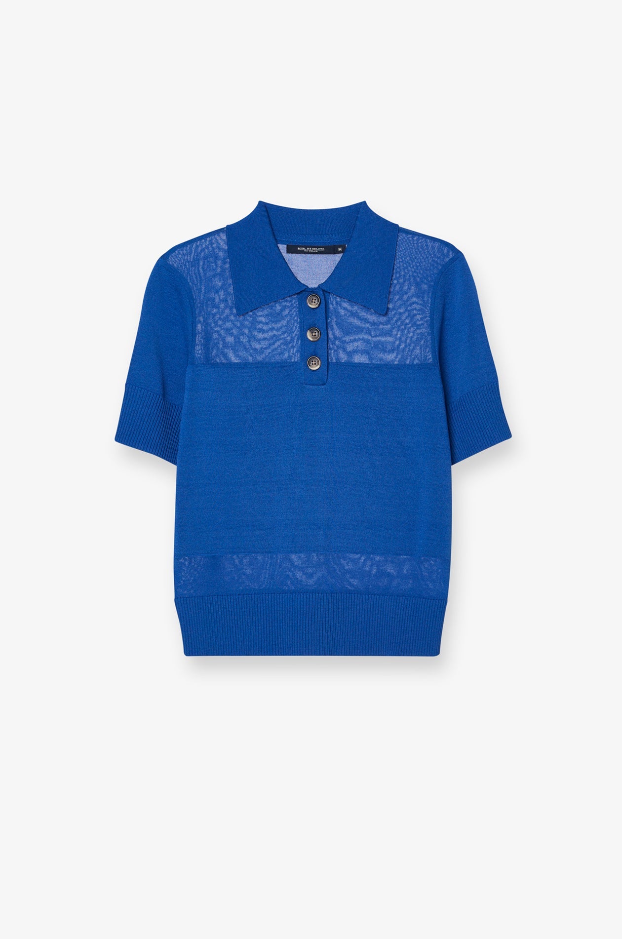 Textured Knit Polo Top Dark Blue