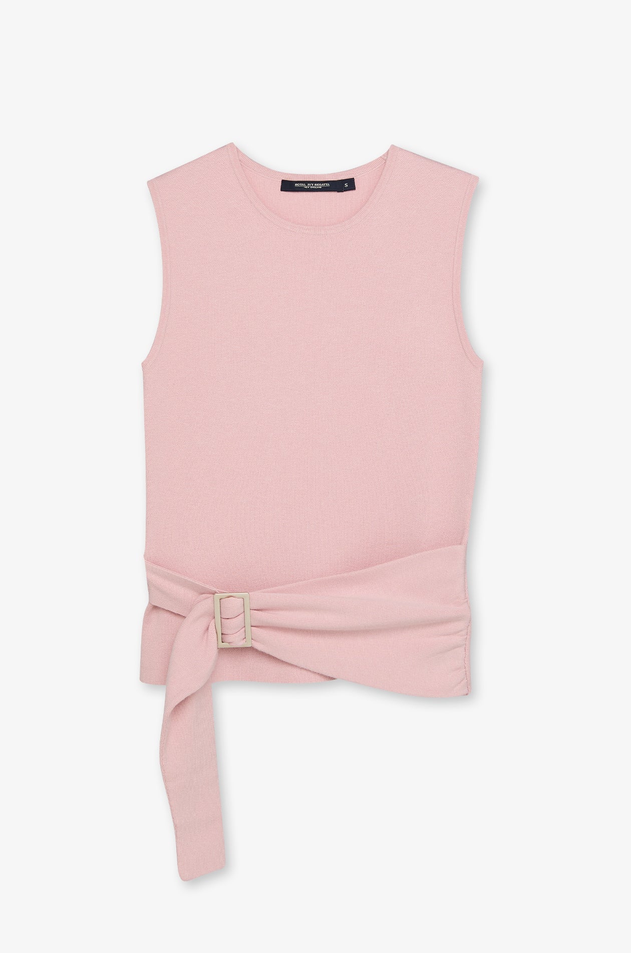 Sleeveless Side Tie Flat Knit Top Light Pink