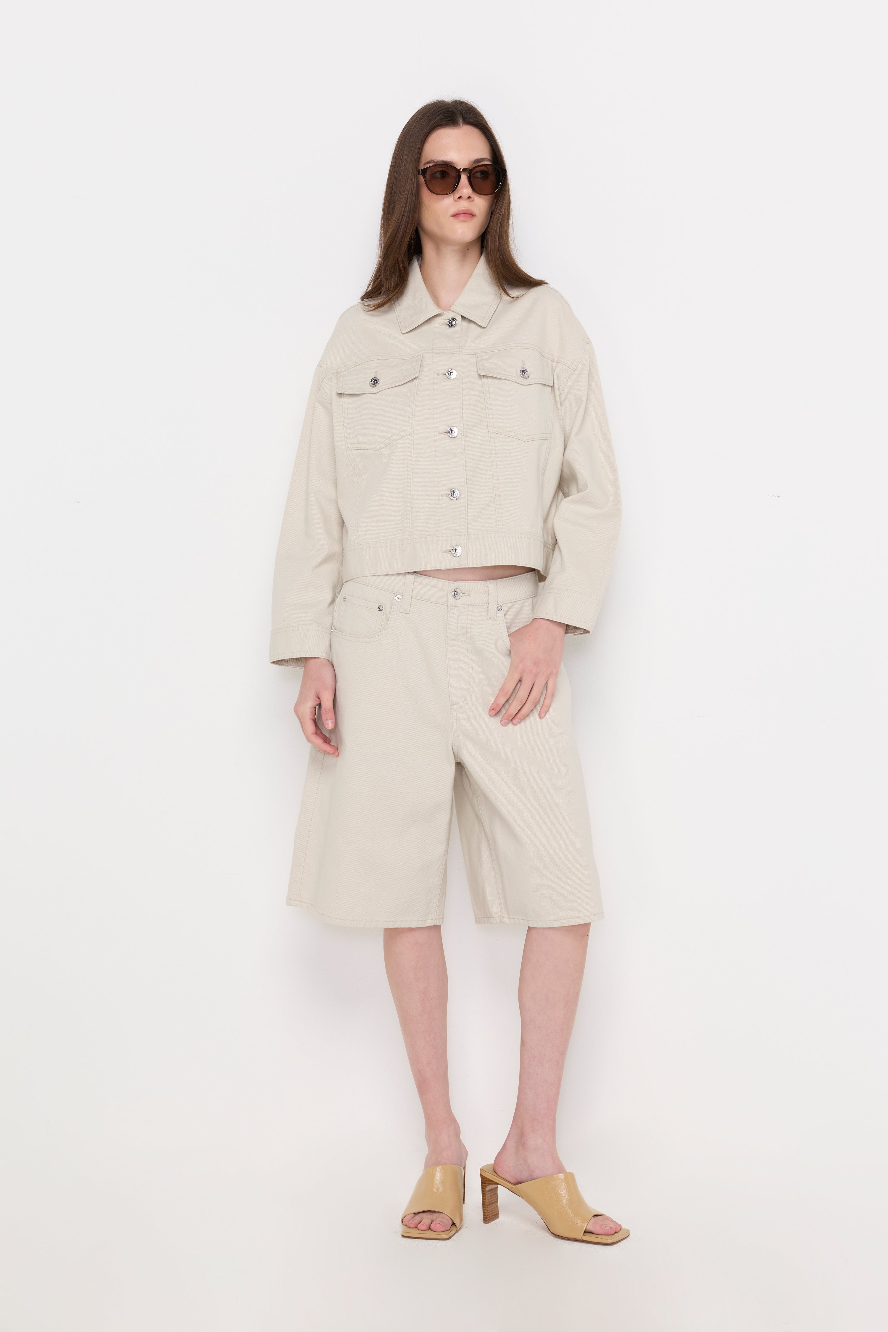 Ecru Denim Trucker Jacket Beige