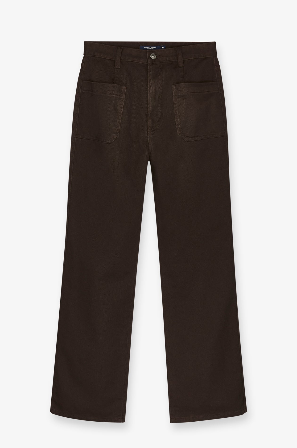 High-Rise Wide-Leg Denim Trousers Dark Brown