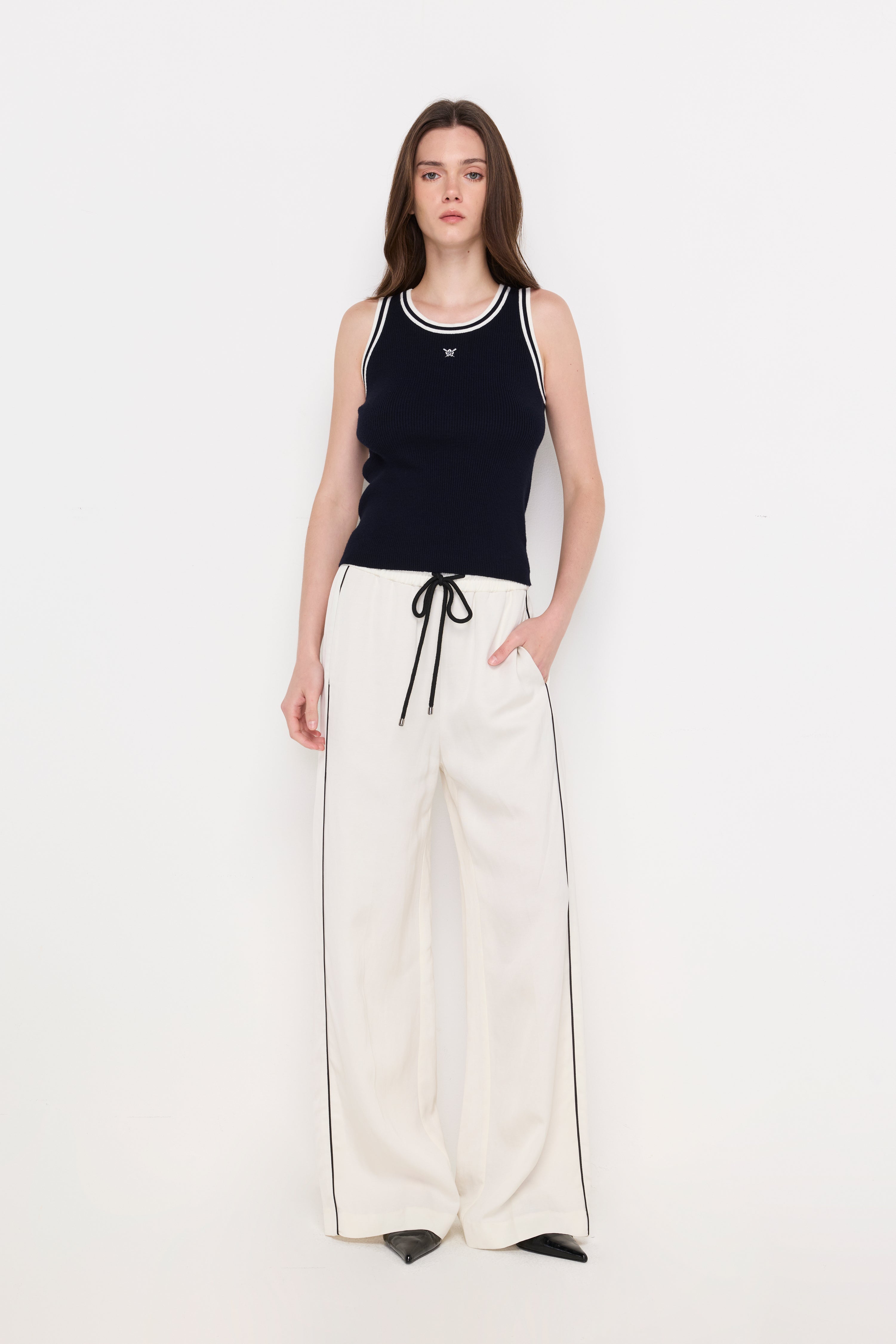 Relaxed Fit Drawstring Trousers White