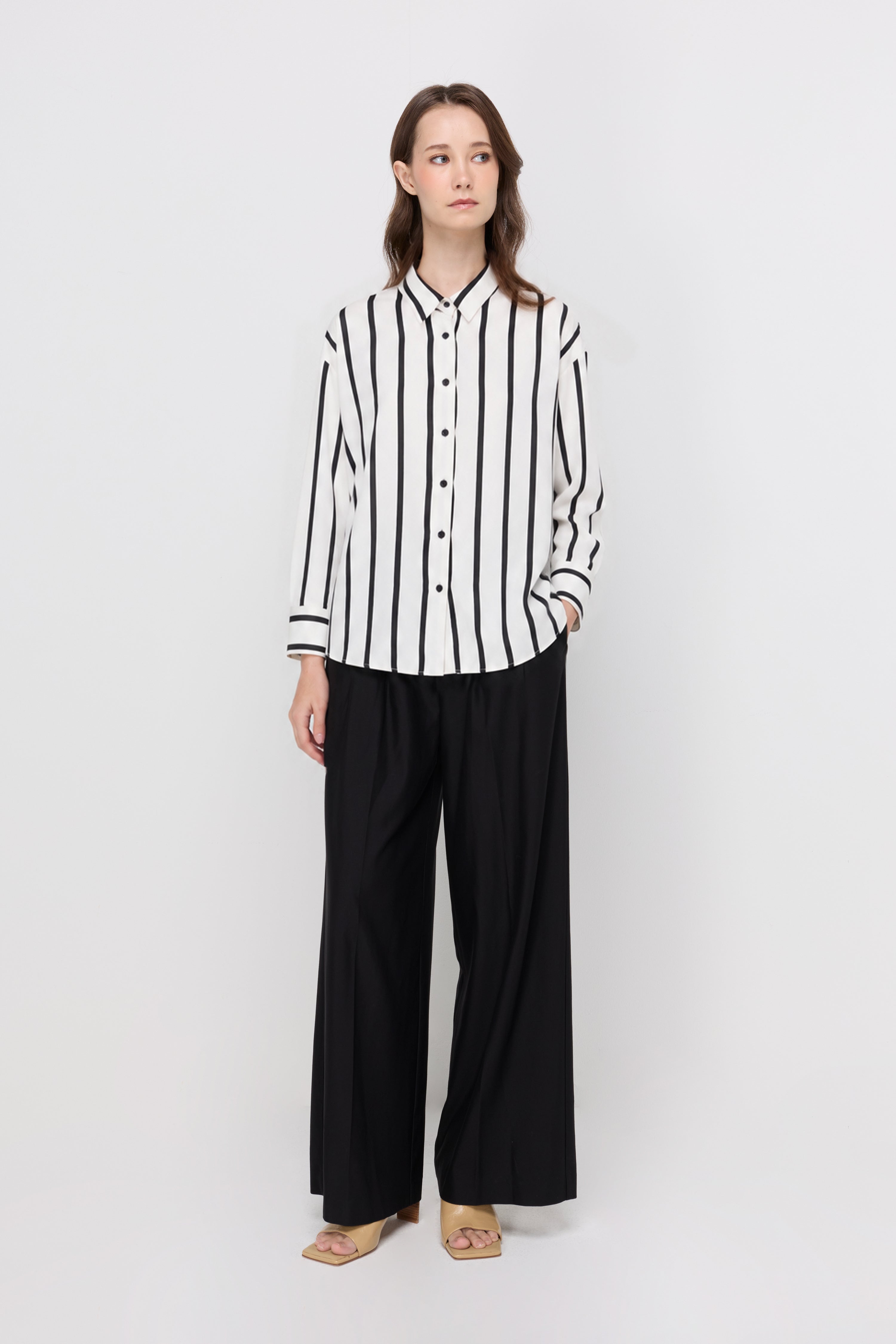 Striped Button-Down Shirt Striped White