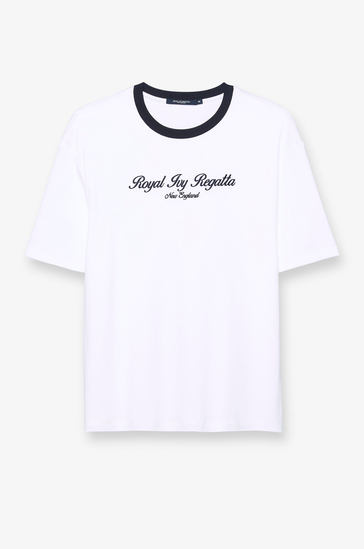 Contrast Rib Embroidered T-Shirt White
