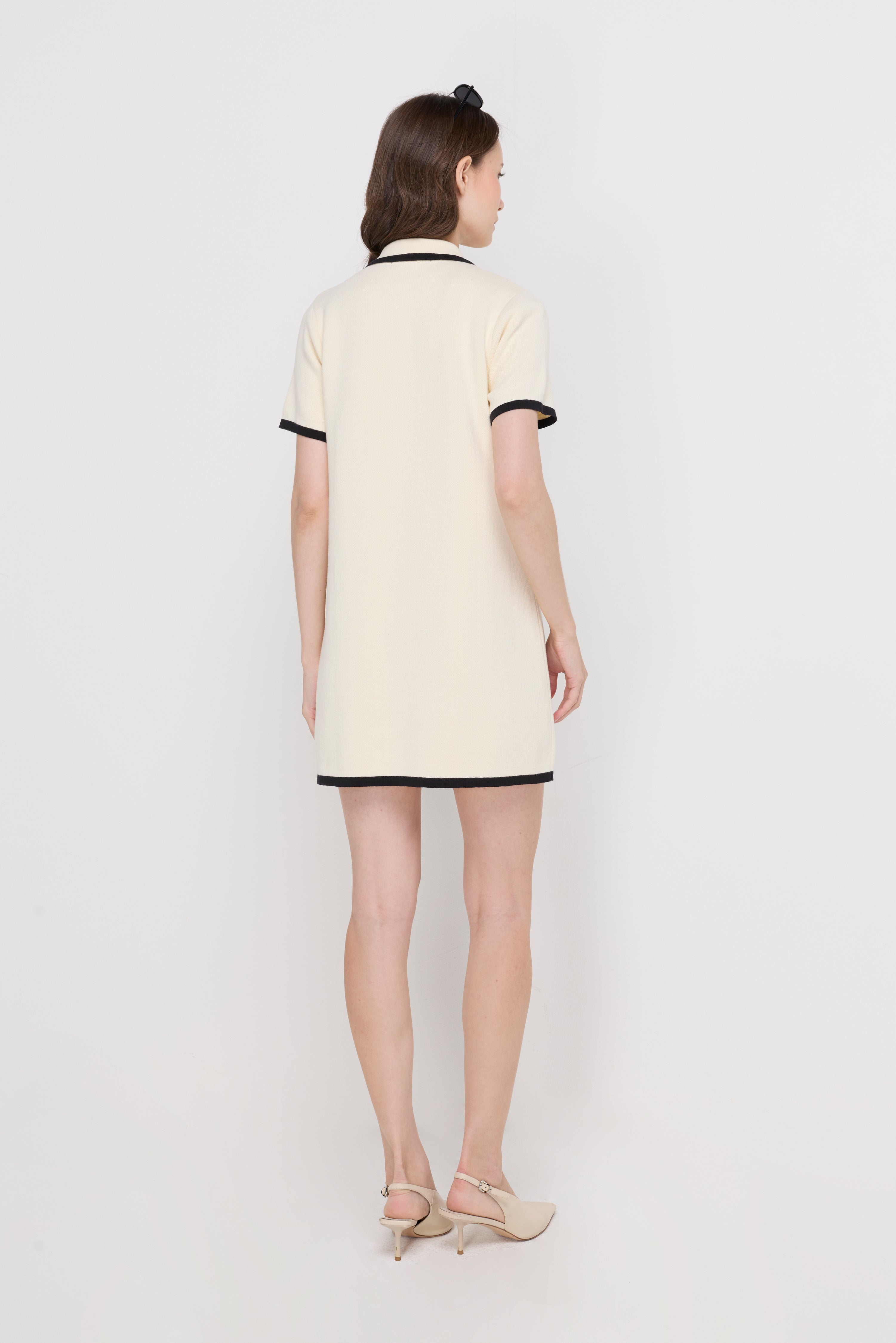 Pocket Detail Knit Dress Off-White