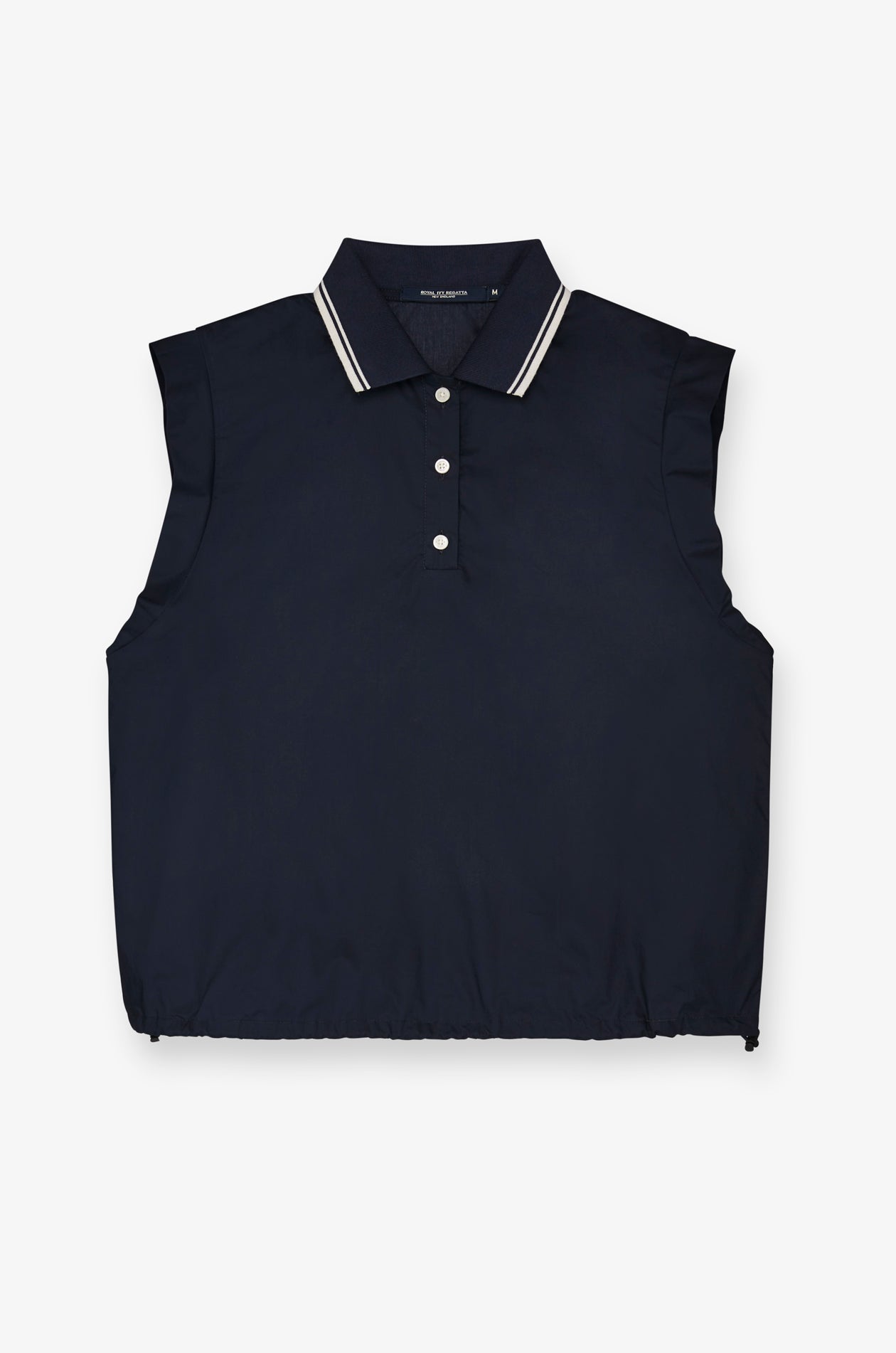 Contrast Trim Sleeveless Polo Blouse Navy