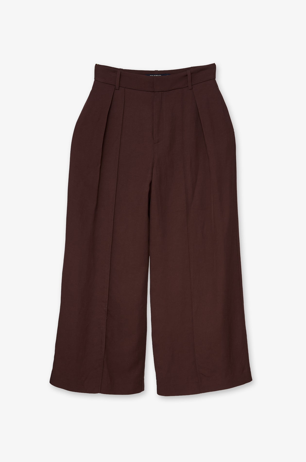 Pleated Wide-Leg Culotte Trousers Dark Brown