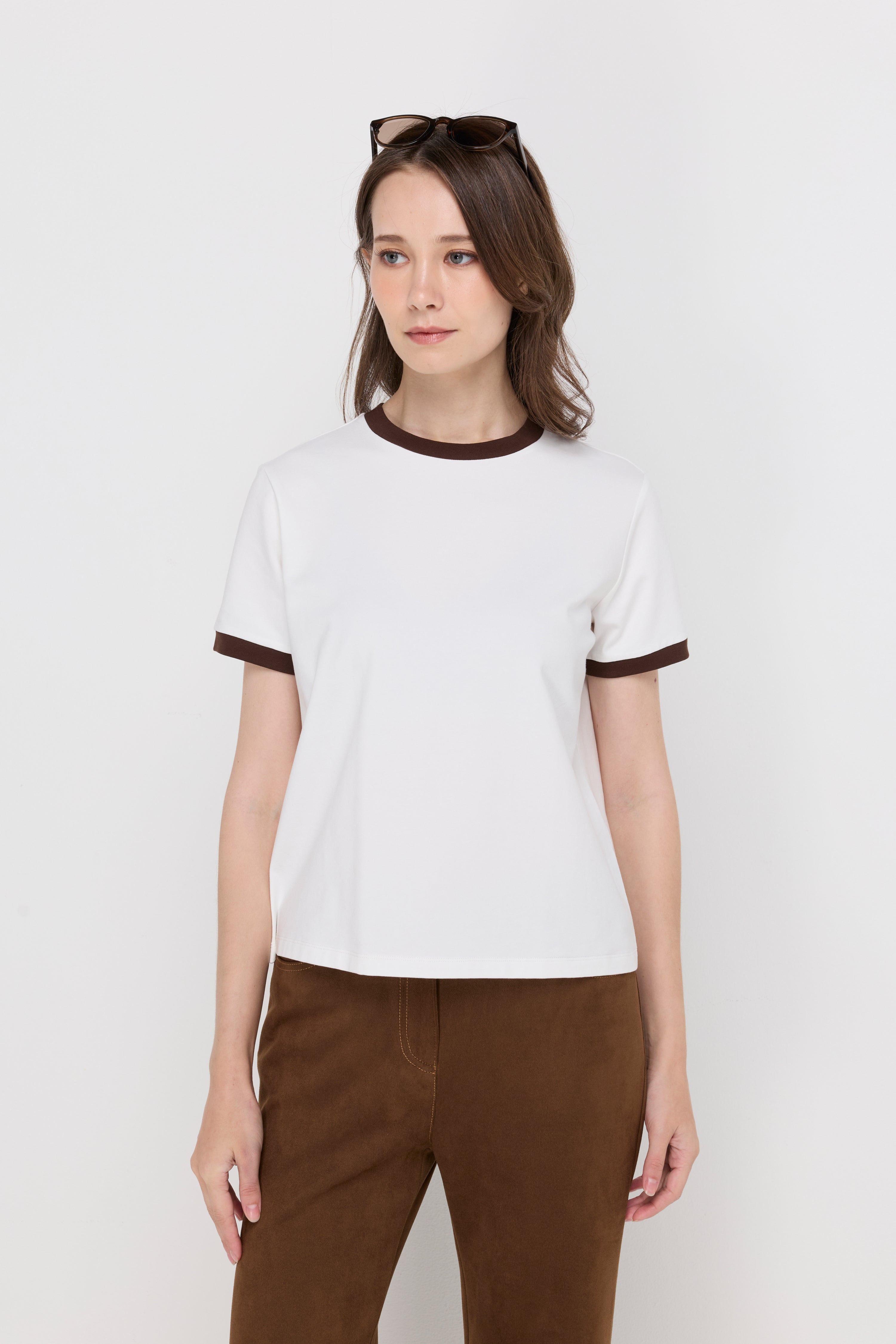 Classic Contrast Trim Tee Off-White