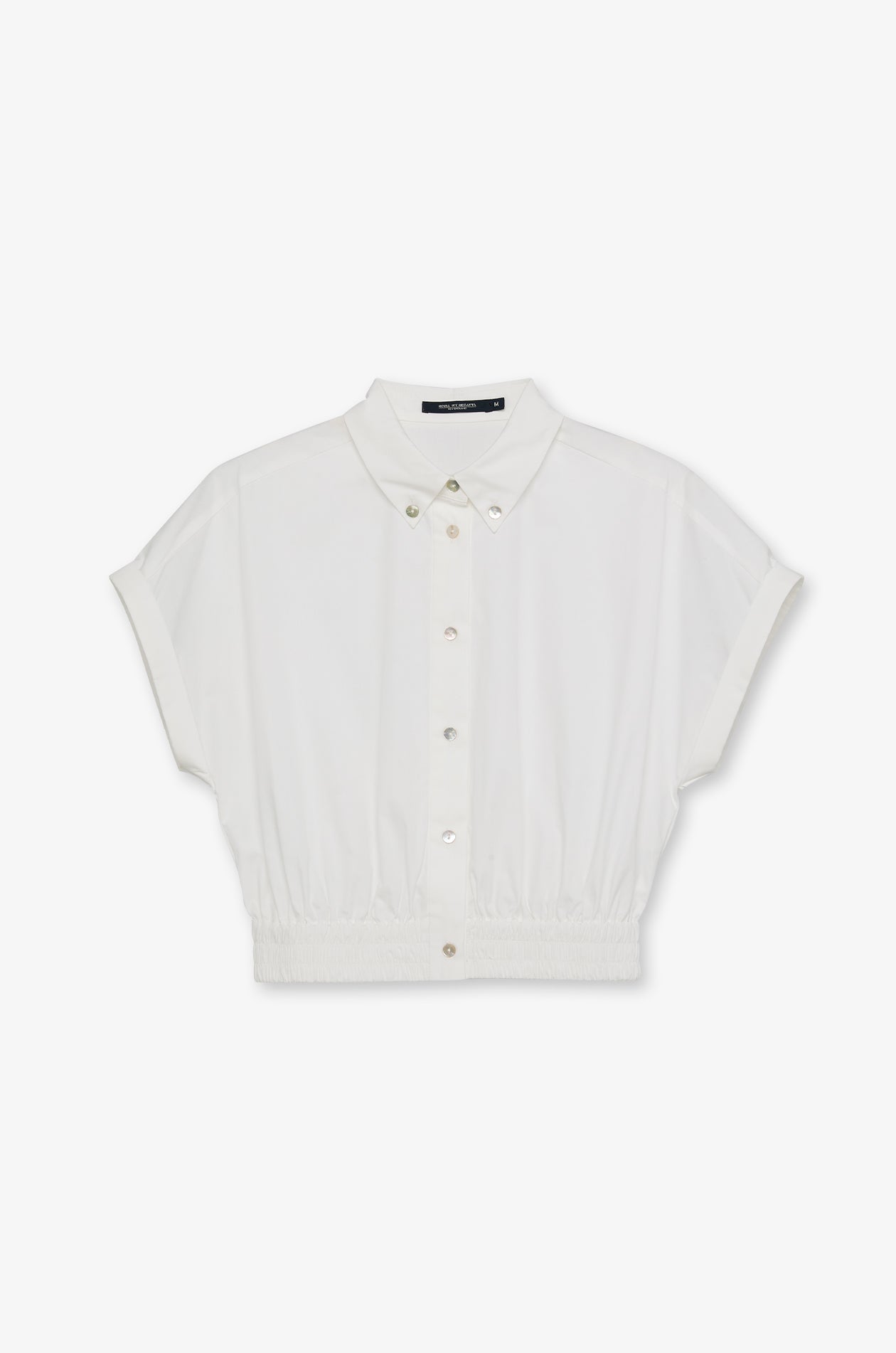 Elastic Hem Cropped Polo Shirt White