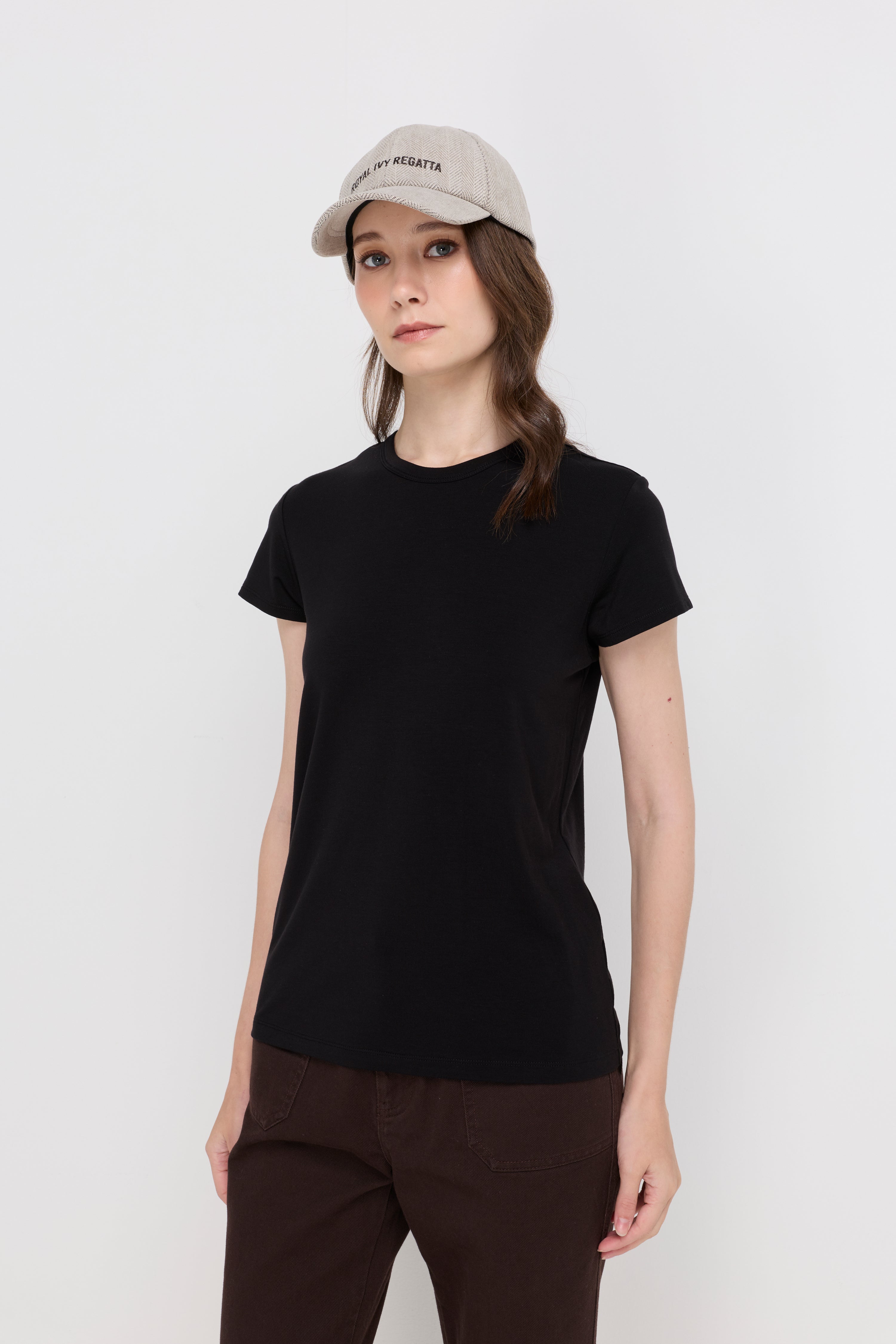 Textured Knit Crew Neck T-Shirt Black