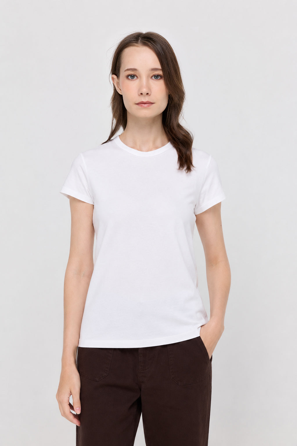 Textured Knit Crew Neck T-Shirt White