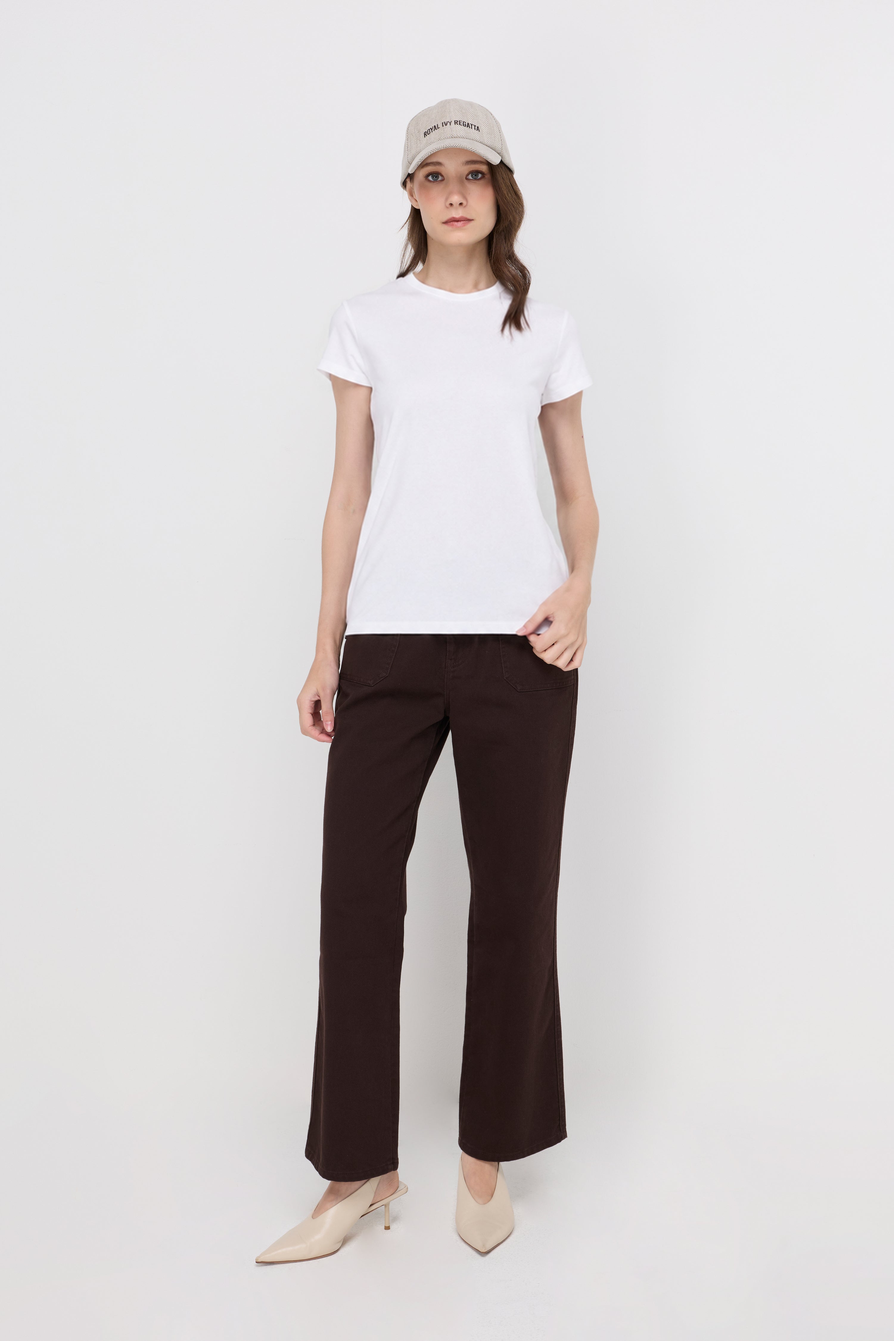 Textured Knit Crew Neck T-Shirt White