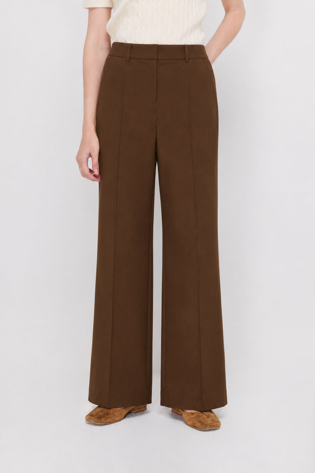 Tailored Flat Front Trousers Dark Brown