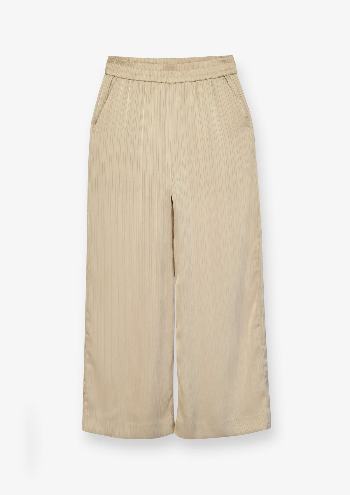Textured Gathered Waist Wide Leg Trousers