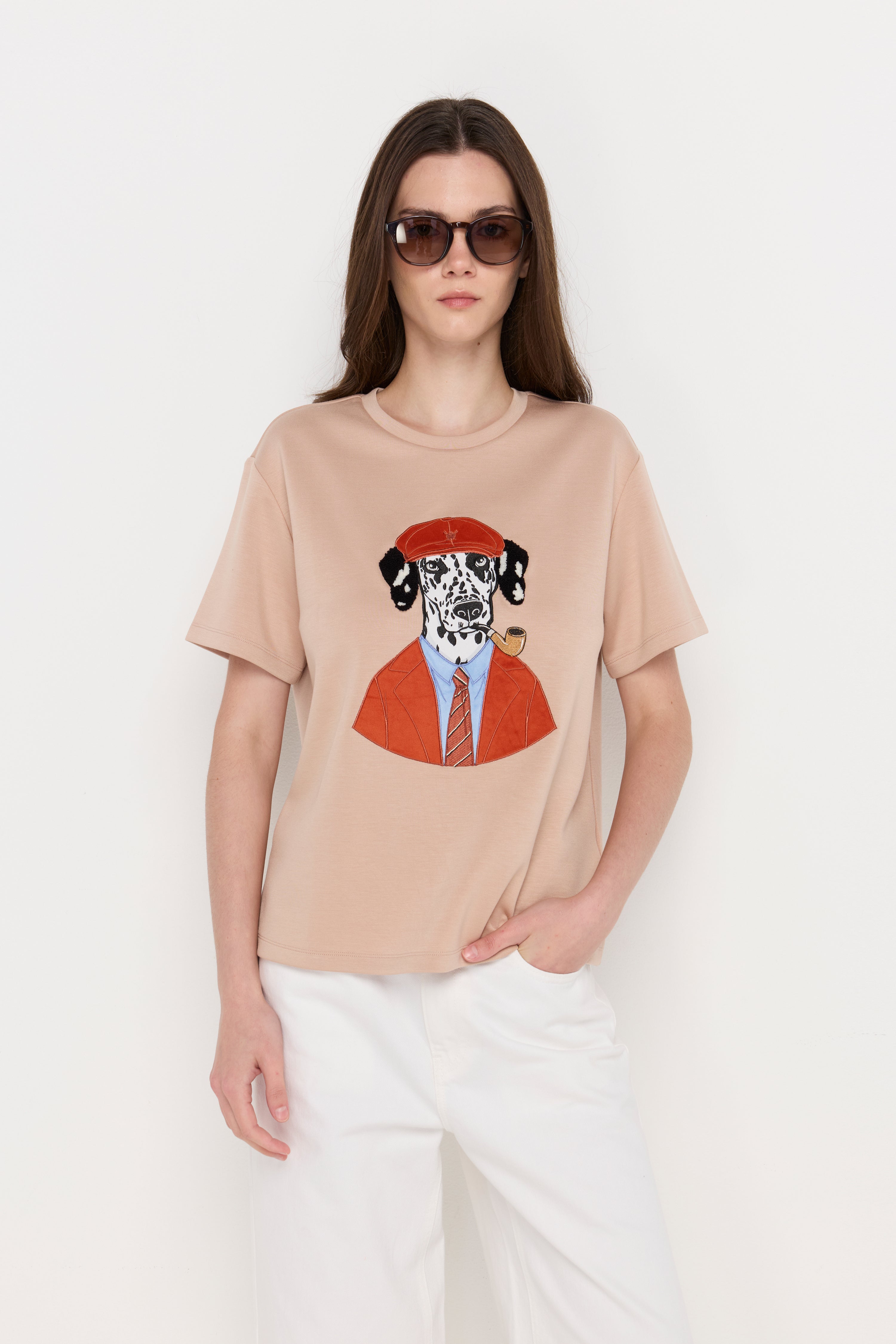 Vintage Dog Character Knit Tee Light Brown