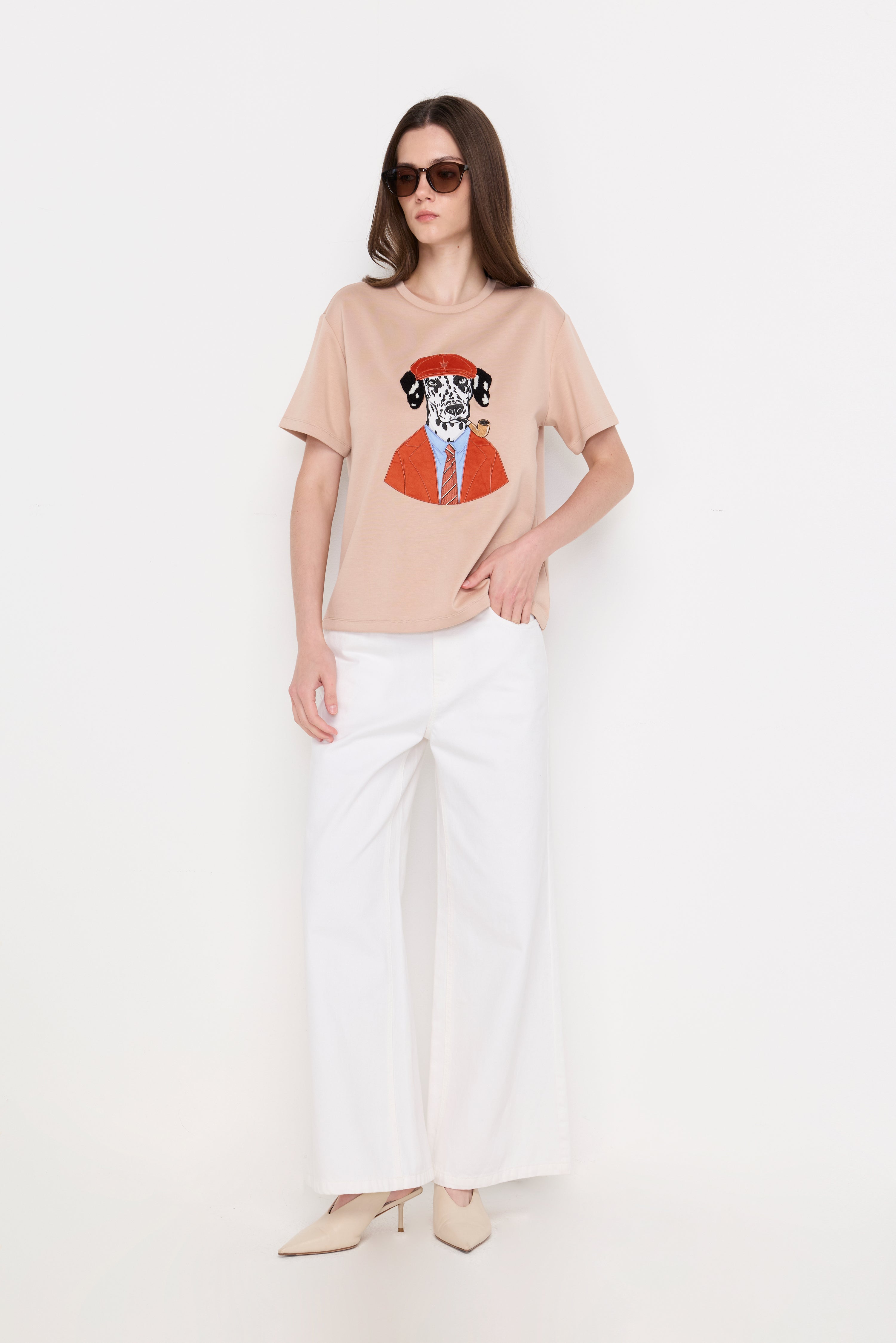 Vintage Dog Character Knit Tee Light Brown