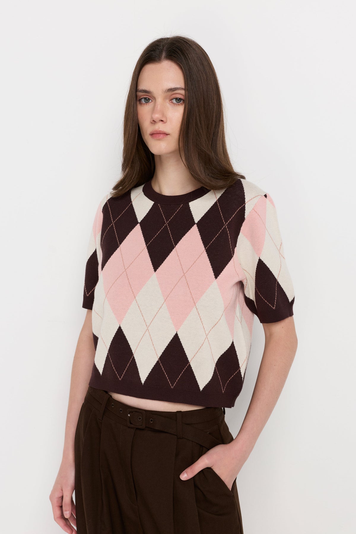 Heritage Argyle Knit Top