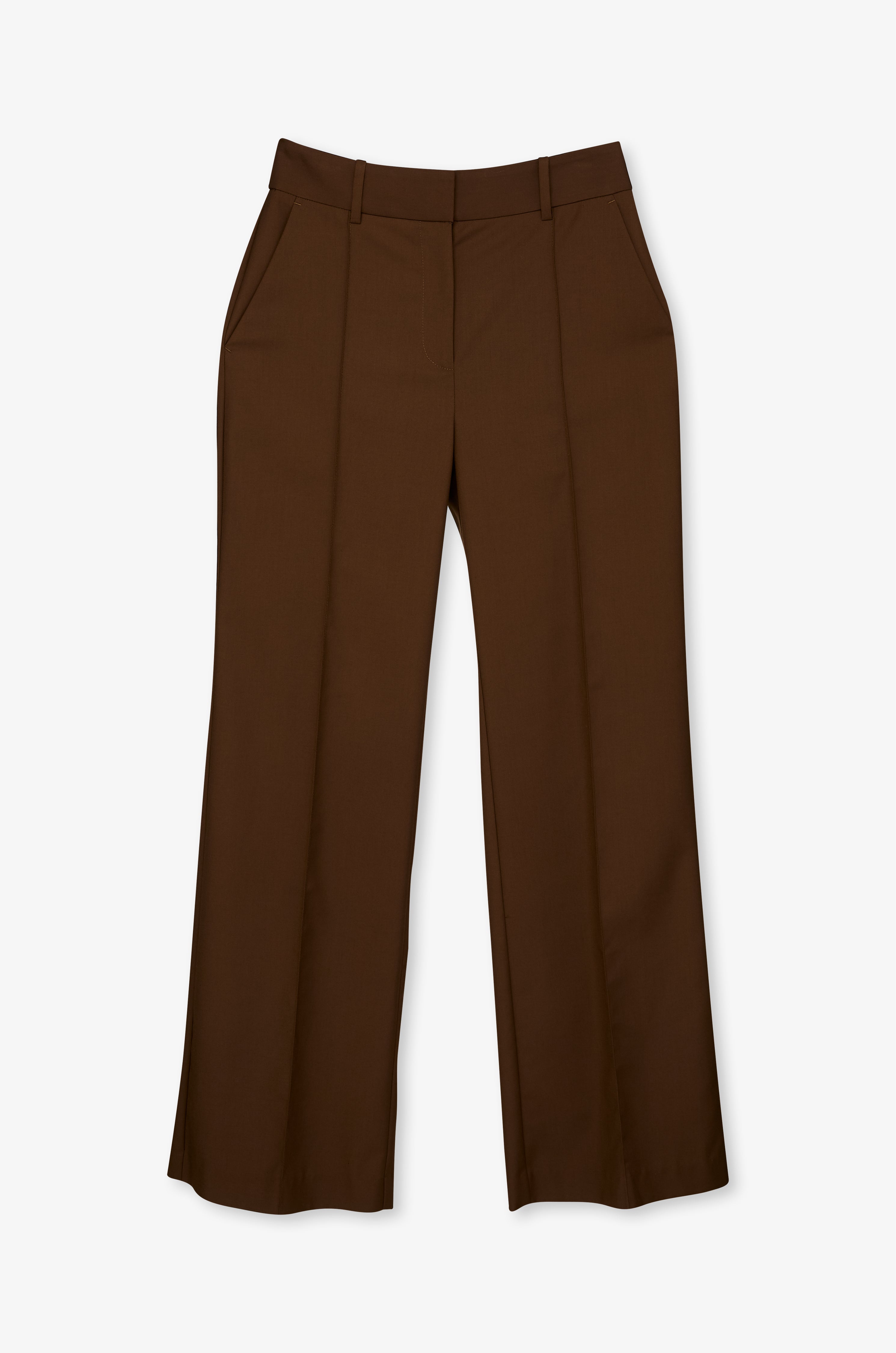 Double-Ring Belted Wide-Leg Trousers Dark Brown