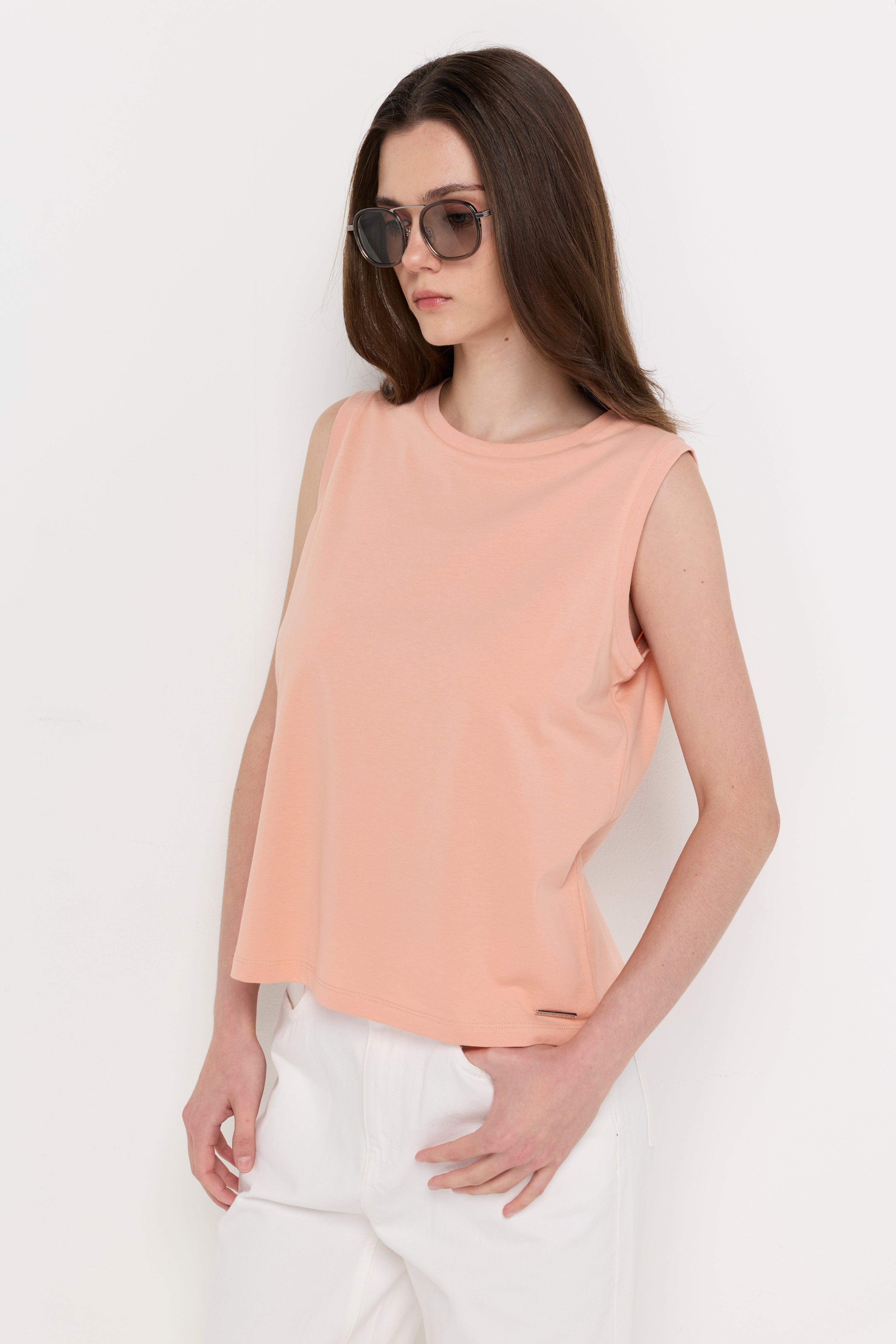 Essential Sleeveless Knit Top Orange