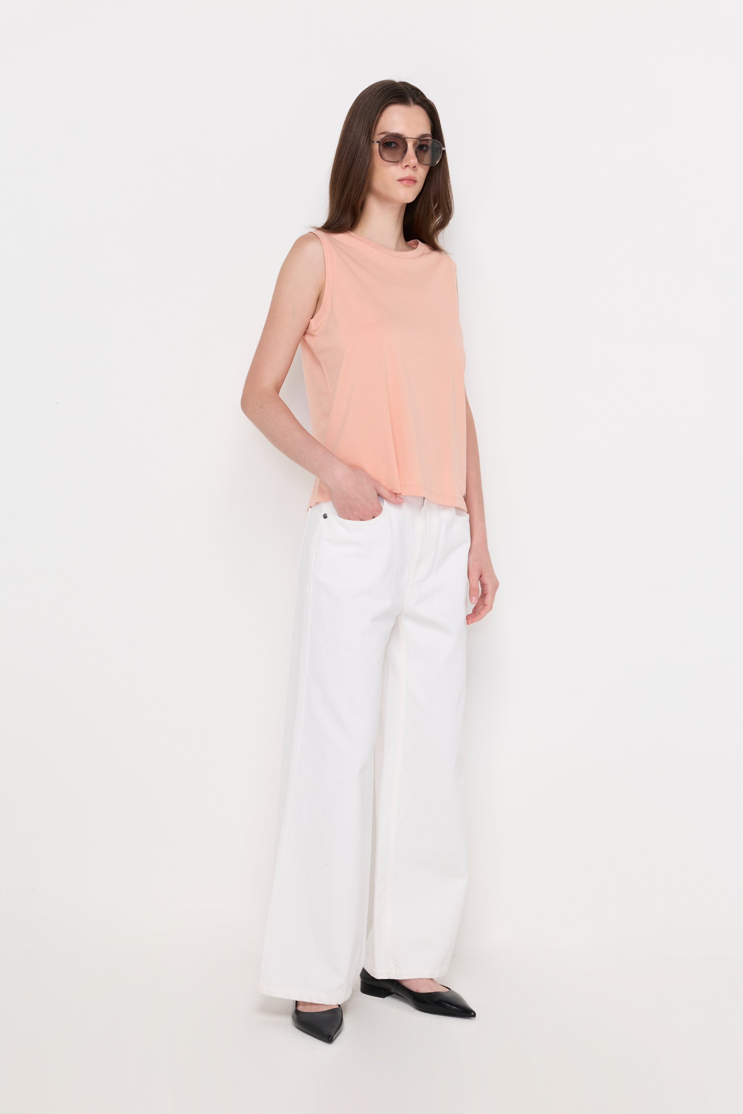 Essential Sleeveless Knit Top Orange