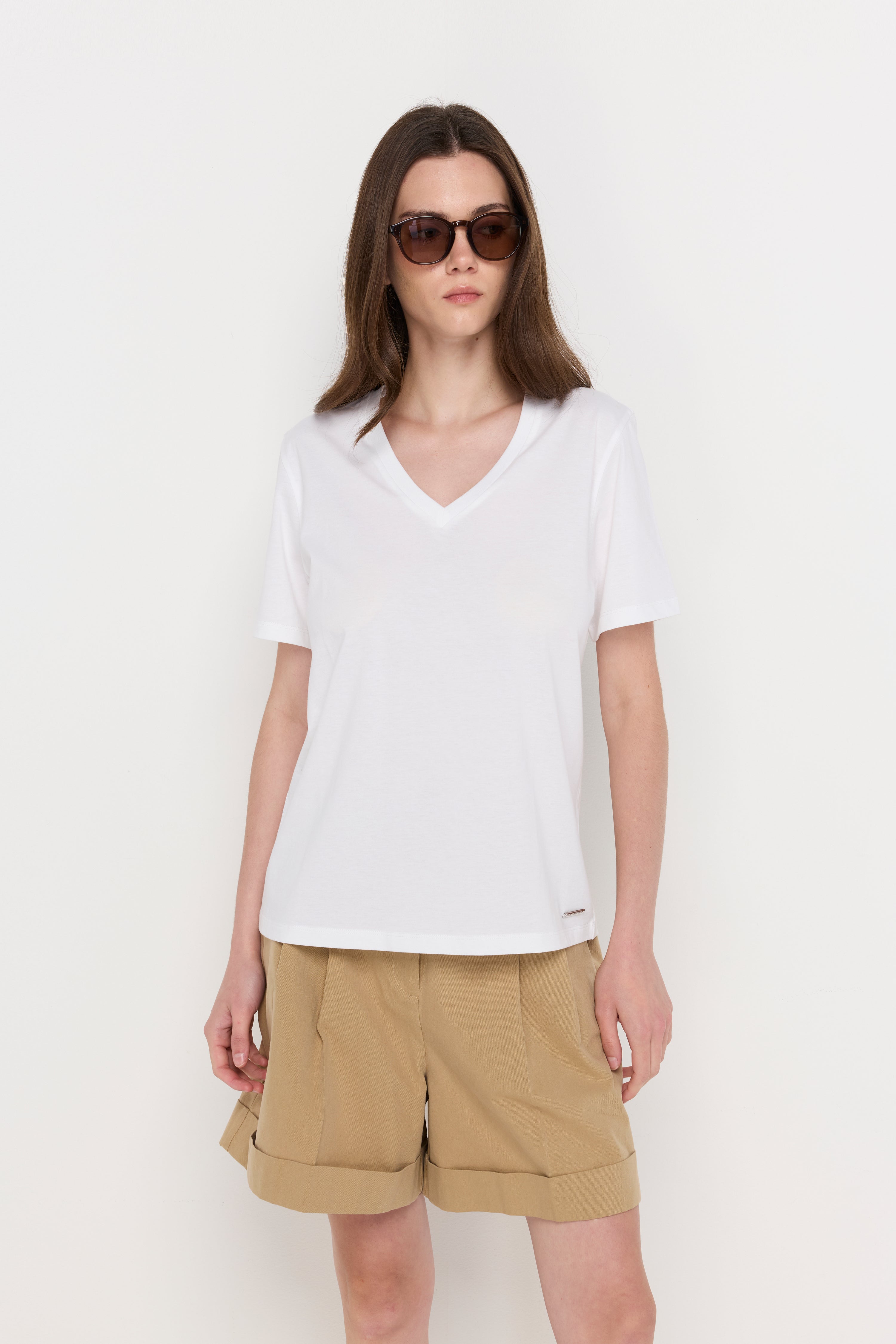 Essential V-Neck Knit Top Off-White