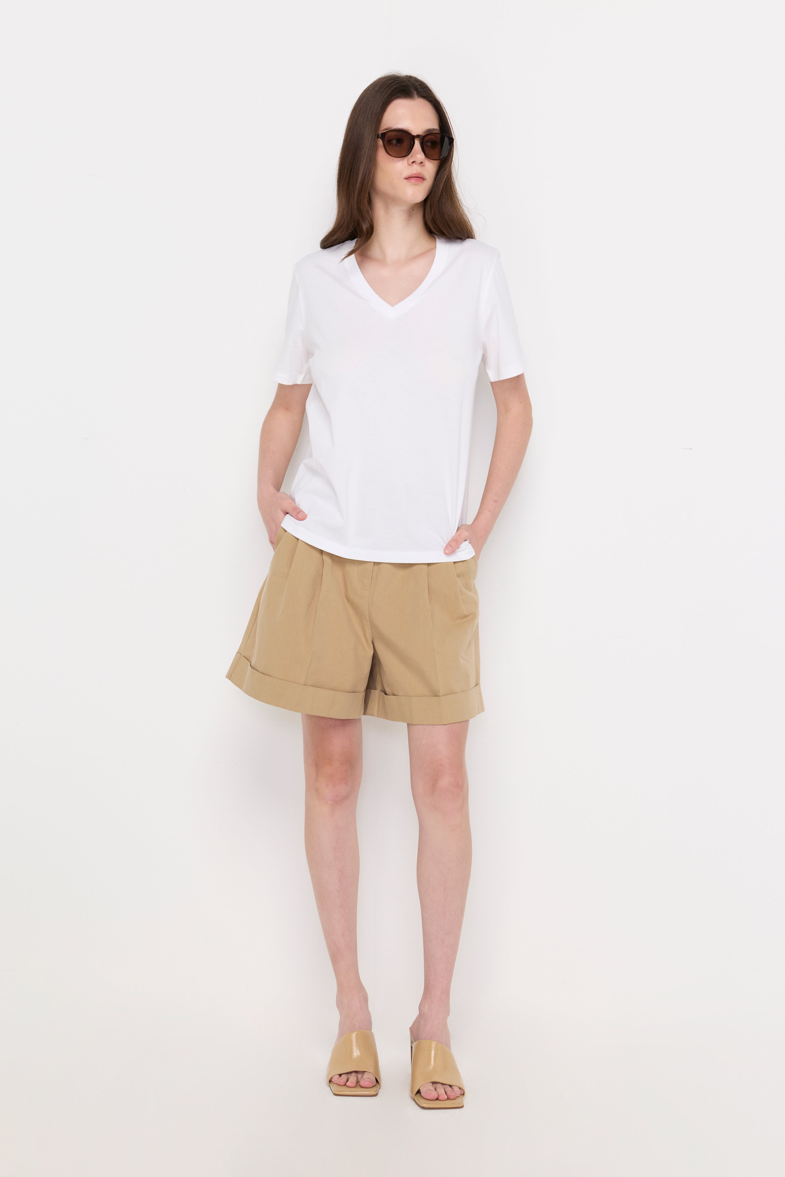 Essential V-Neck Knit Top Off-White