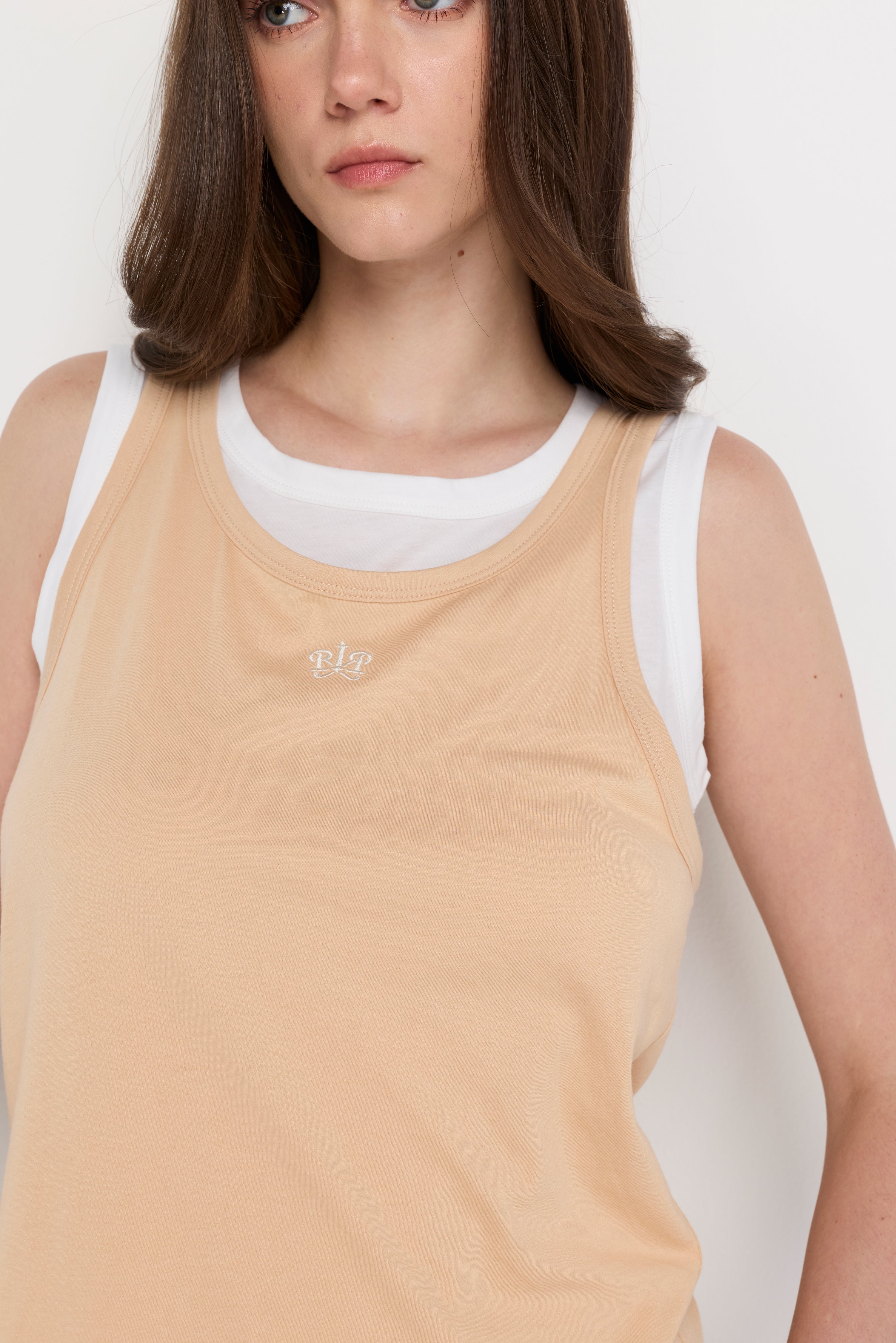 Signature Knit Tank Top Light Beige