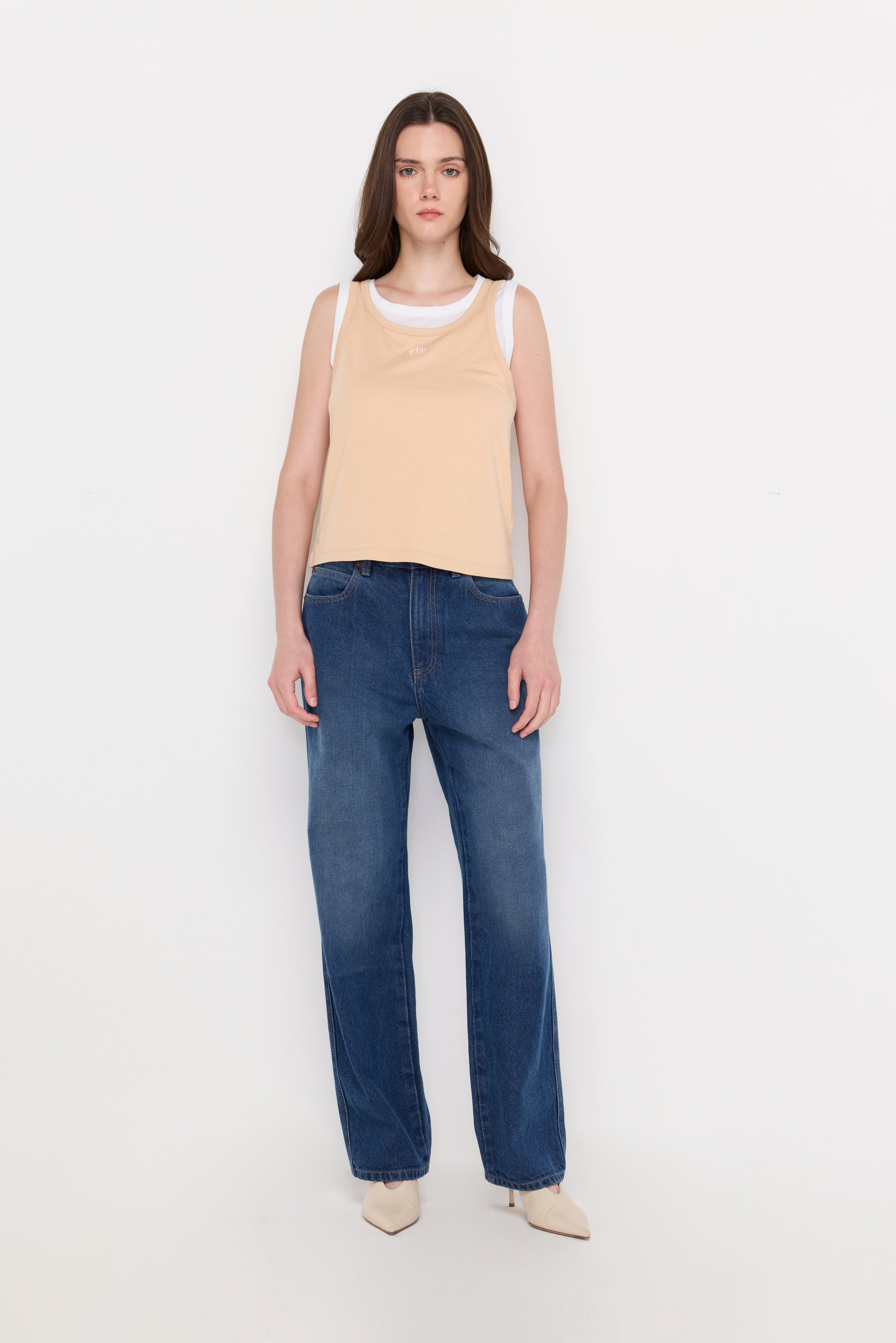 Signature Knit Tank Top Light Beige