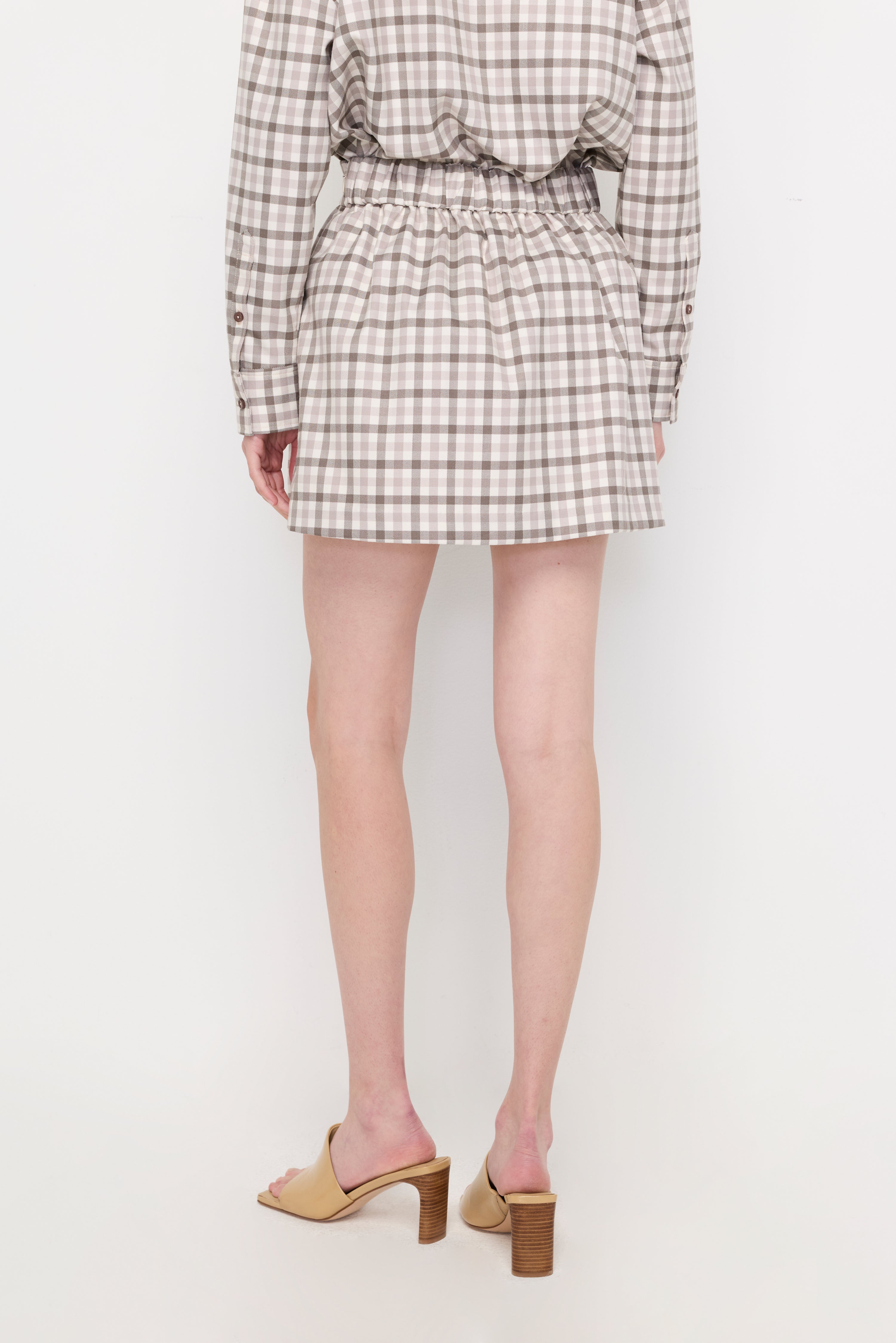 Plaid A-Line Mini Skirt Check Grey