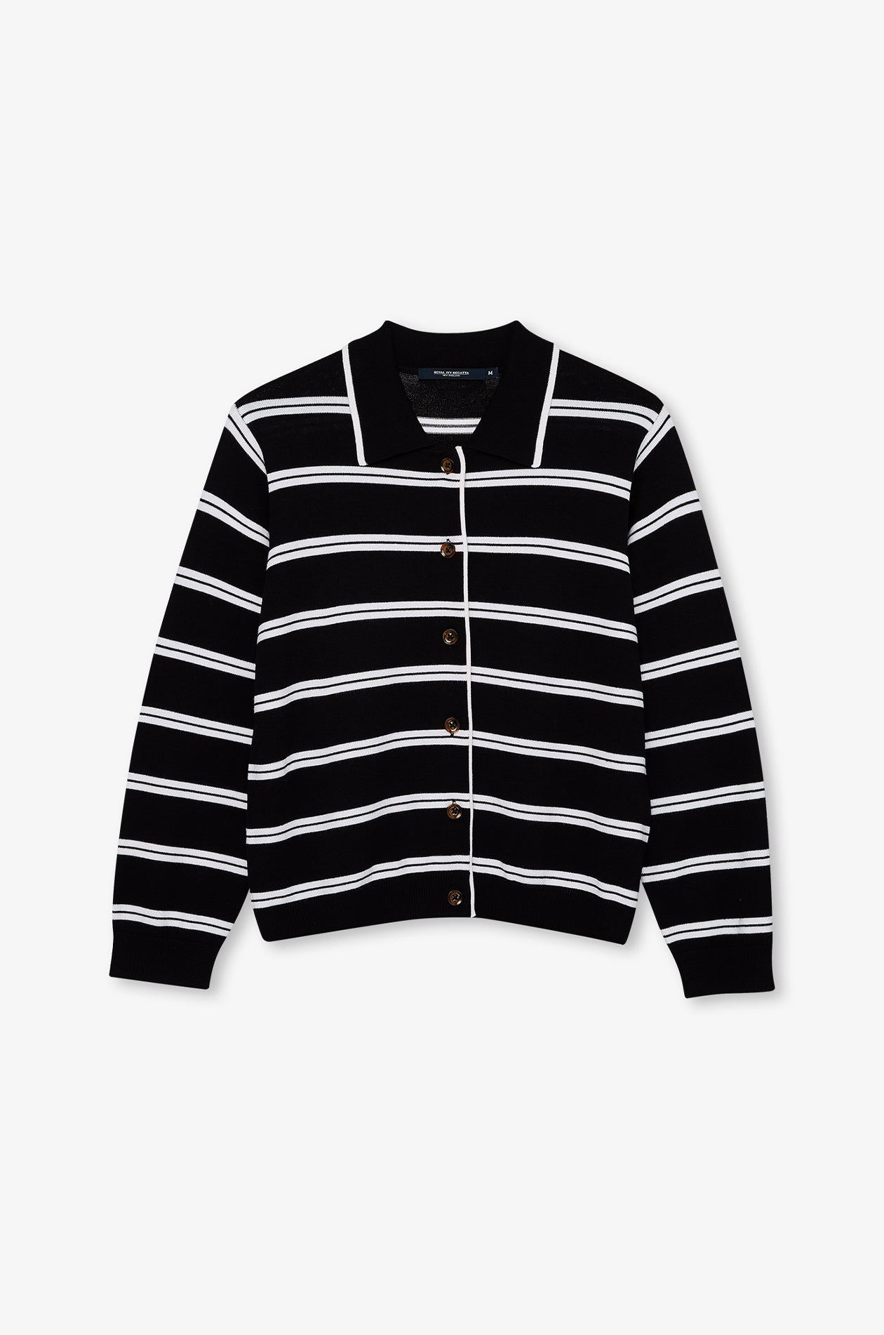 Breton Stripe Knit Cardigan Striped Black