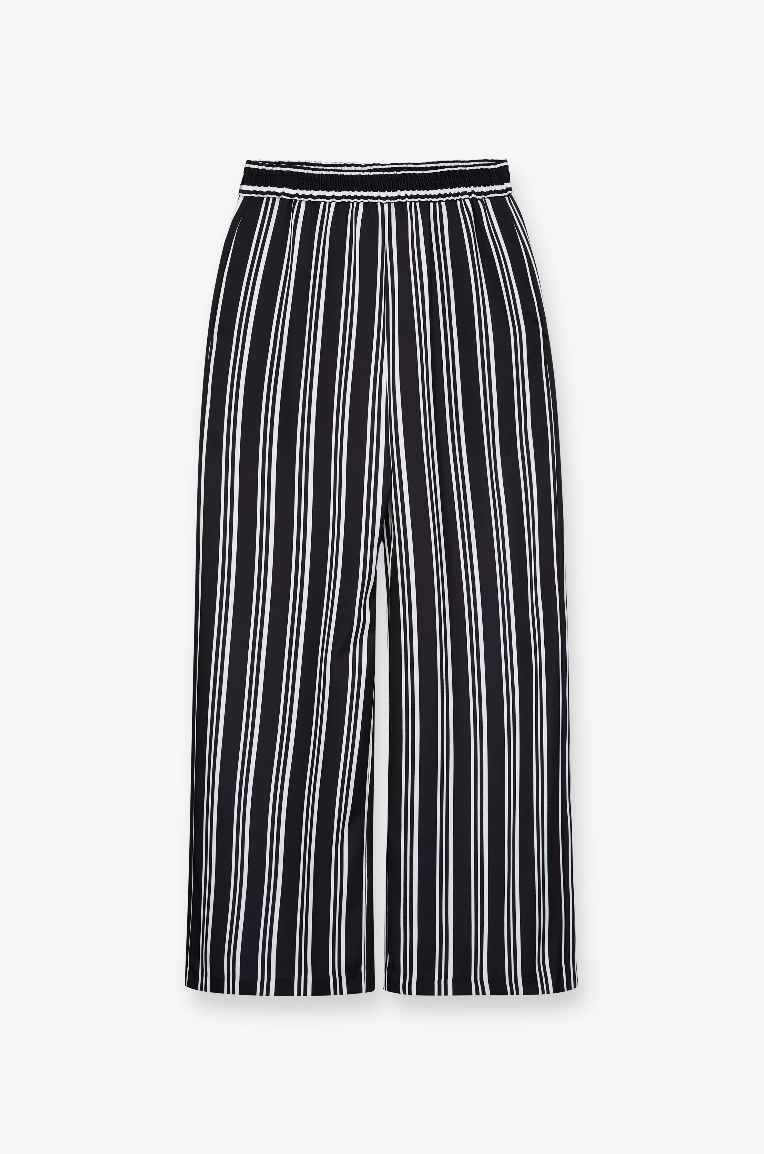 Bold Vertical Stripe Wide-Leg Trousers Striped Black