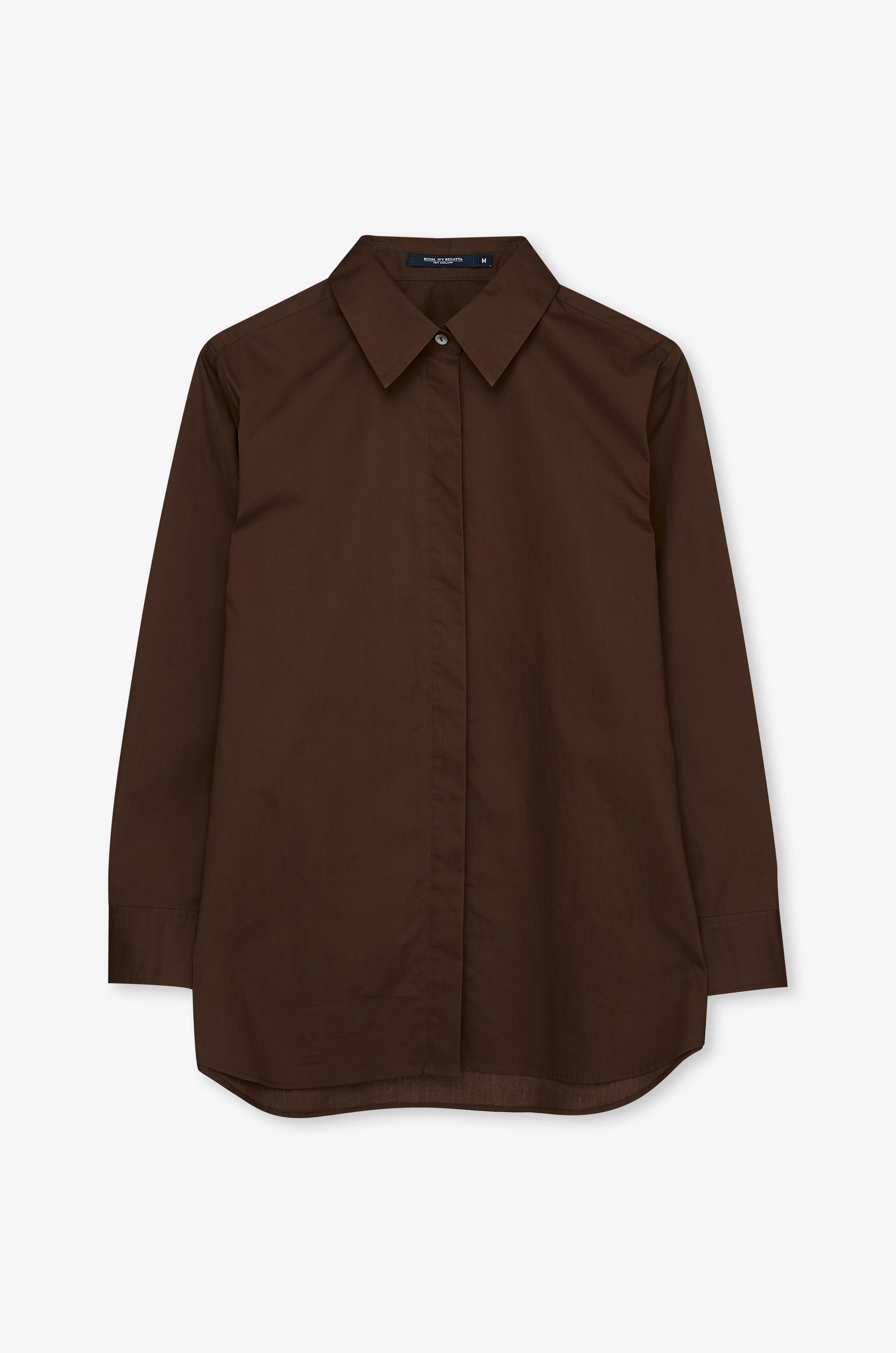 Minimalist Pointed-Collar Blouse Dark Brown