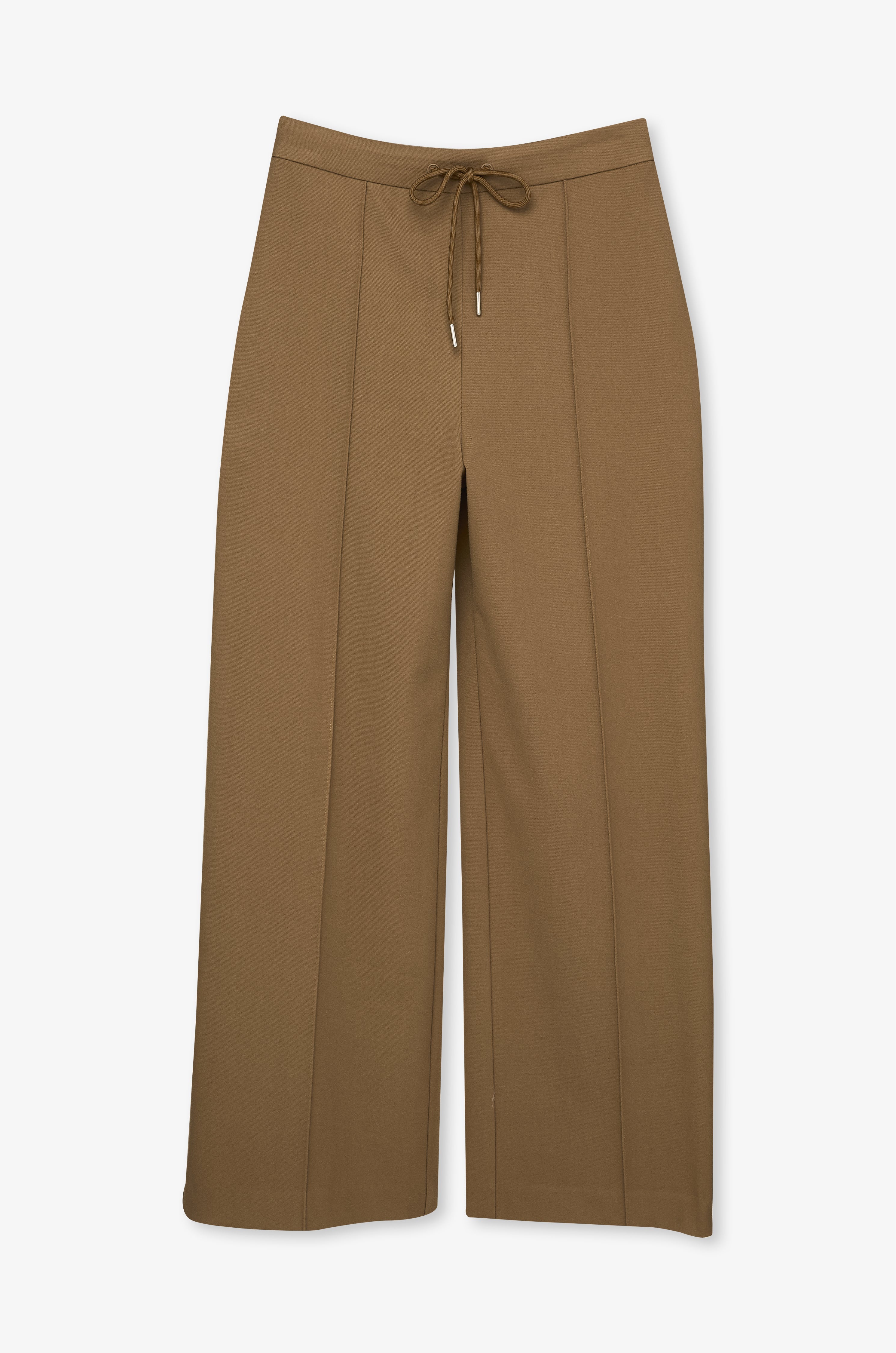 Textured Wide-Leg Trousers Brown