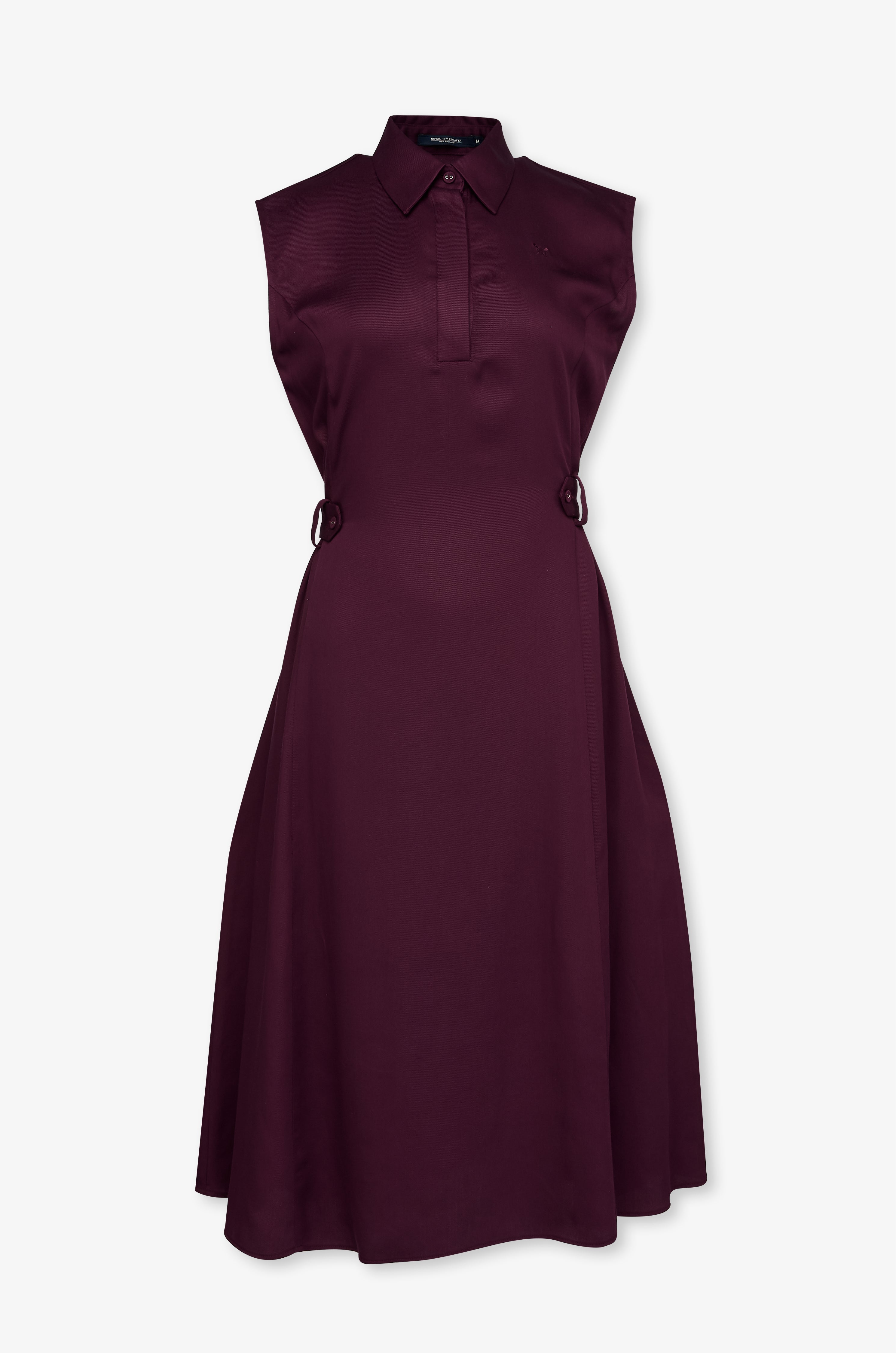 Side-Buckle A-Line Midi Dress Dark Red