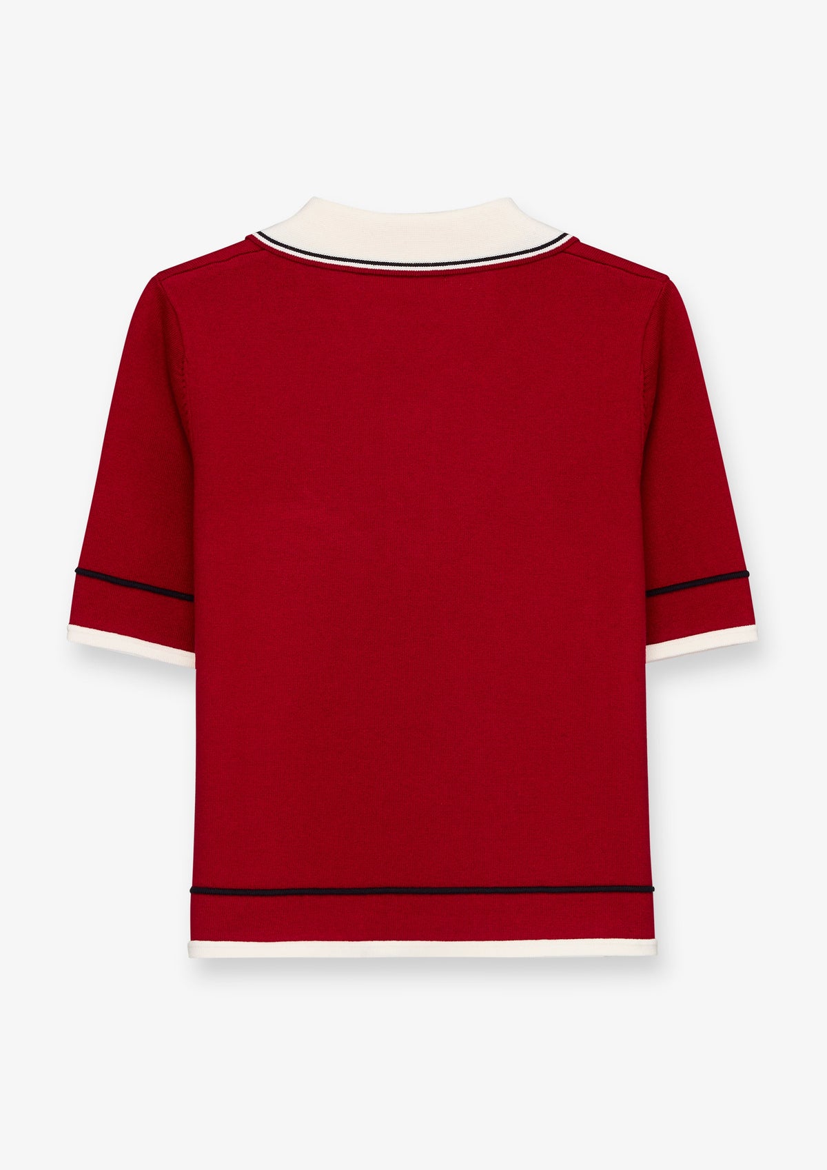 Contrast Collar Zip Neck Polo