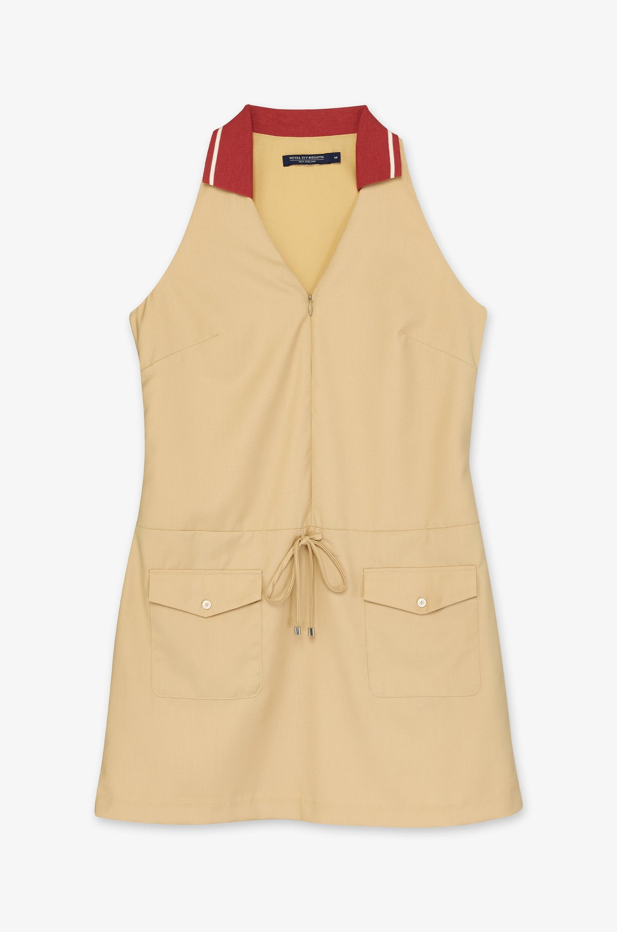 Drawstring Waist Sleeveless Zip Dress