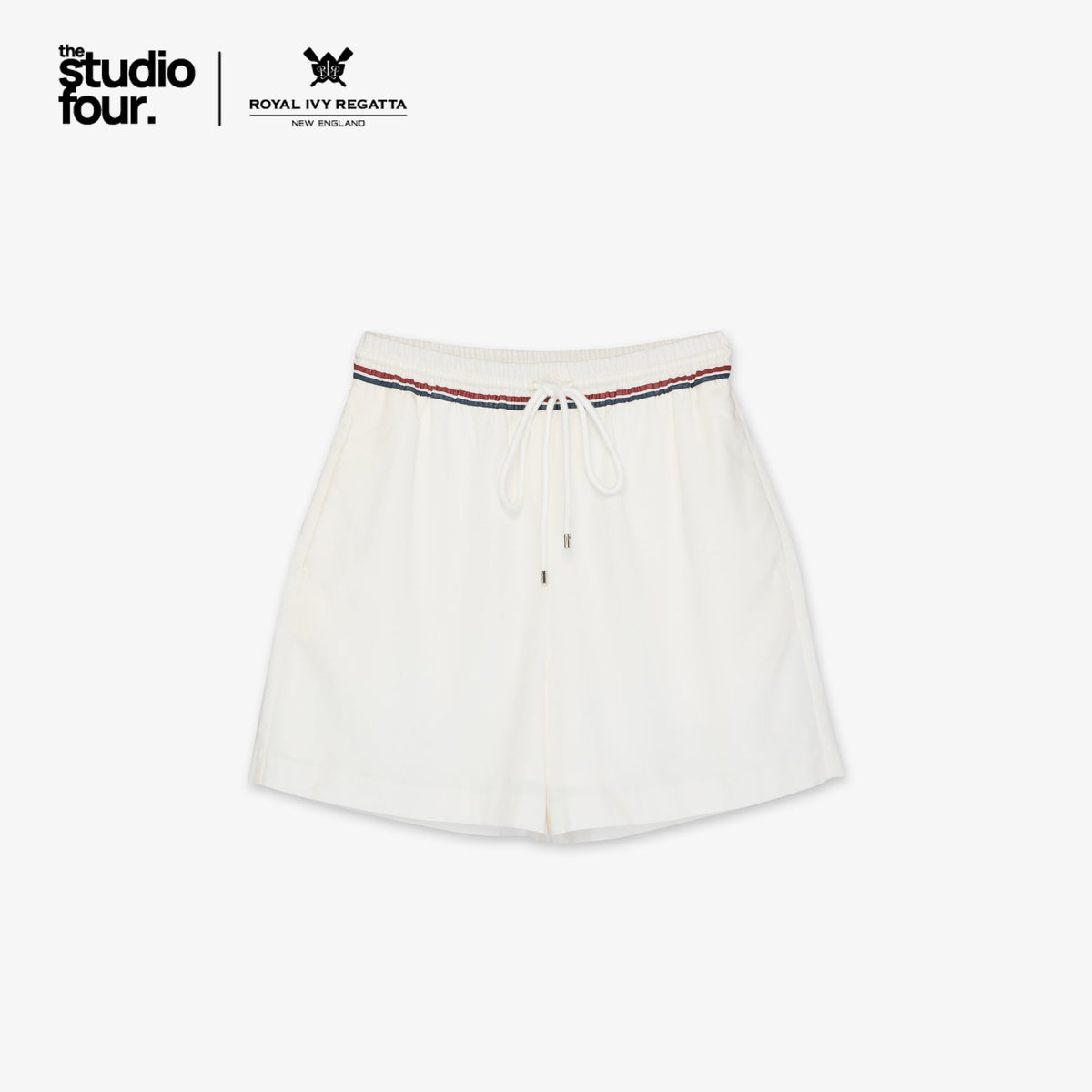 Contrast Waist Pleated Tailored Shorts