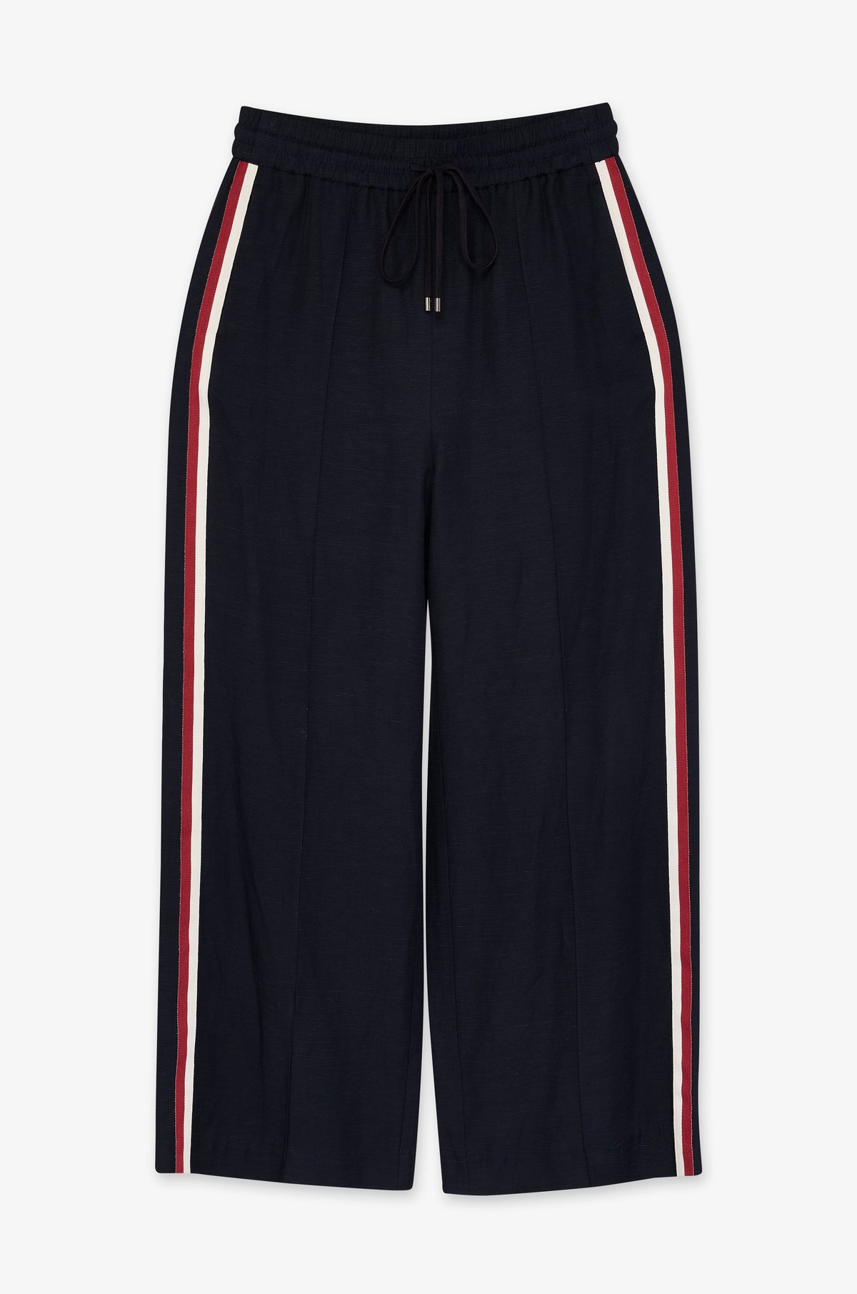 Side Stripe Drawstring Wide Leg Trousers
