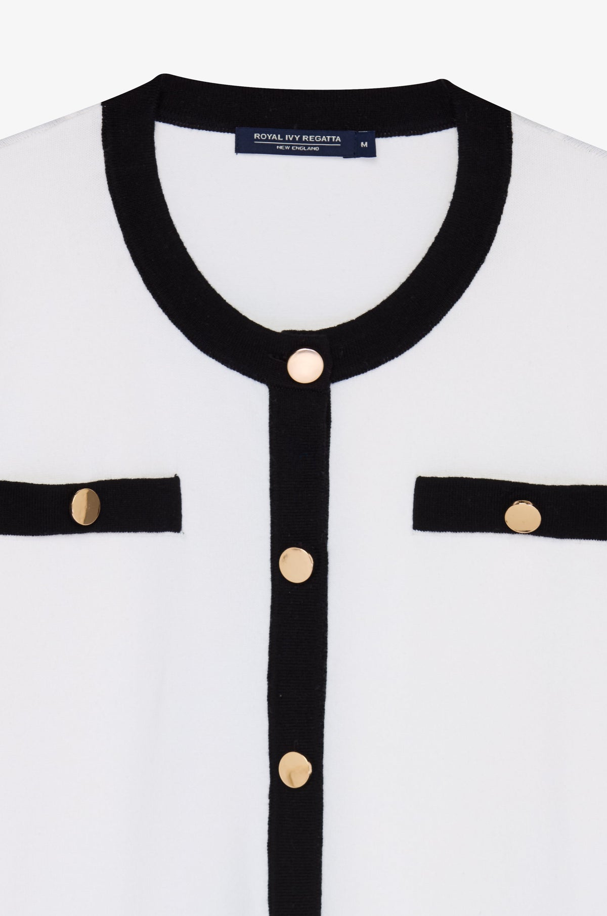 Contrast Pocket Crew Neck Cardigan