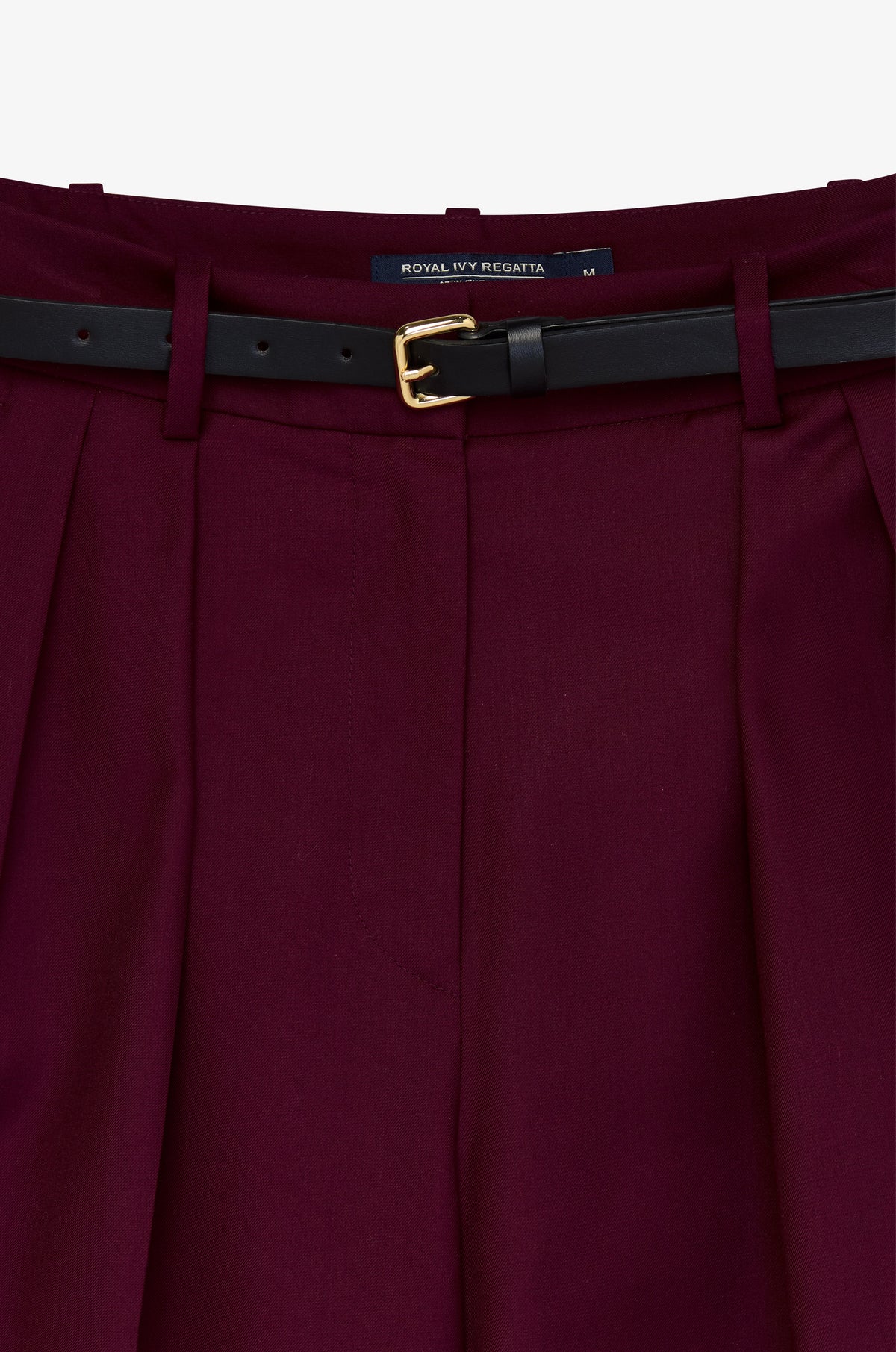 Belted Pleat Wide Leg Trousers
