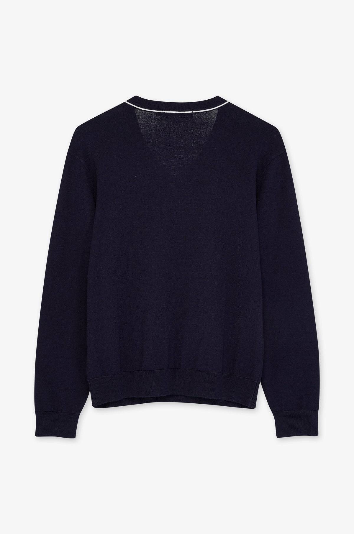 Tipped V Neck Long Sleeve Pullover