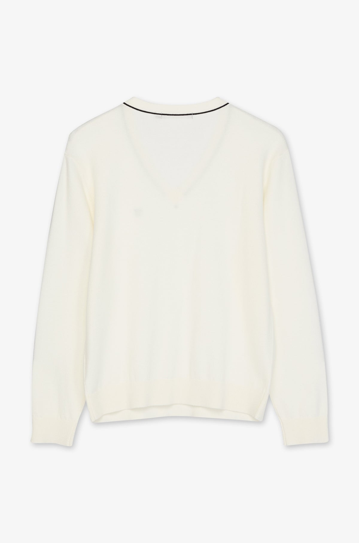 Tipped V Neck Long Sleeve Pullover
