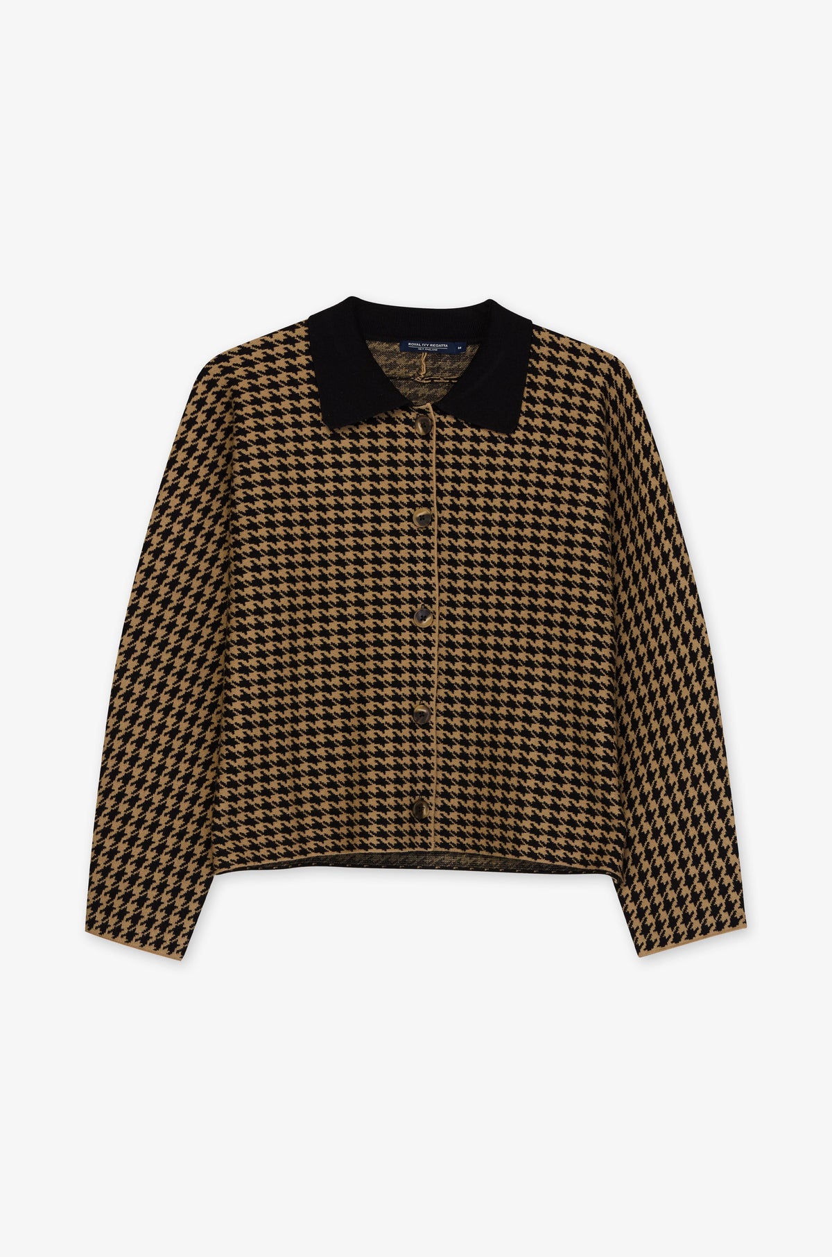 Checked Contrast Collar Cropped Jacket