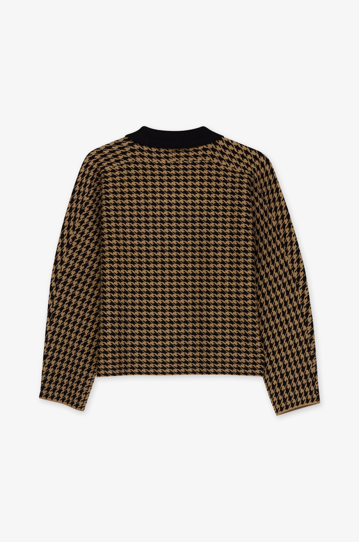 Checked Contrast Collar Cropped Jacket