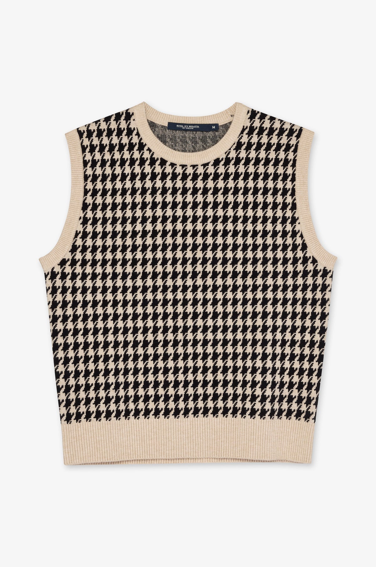 Houndstooth Crew Neck Sleeveless Vest