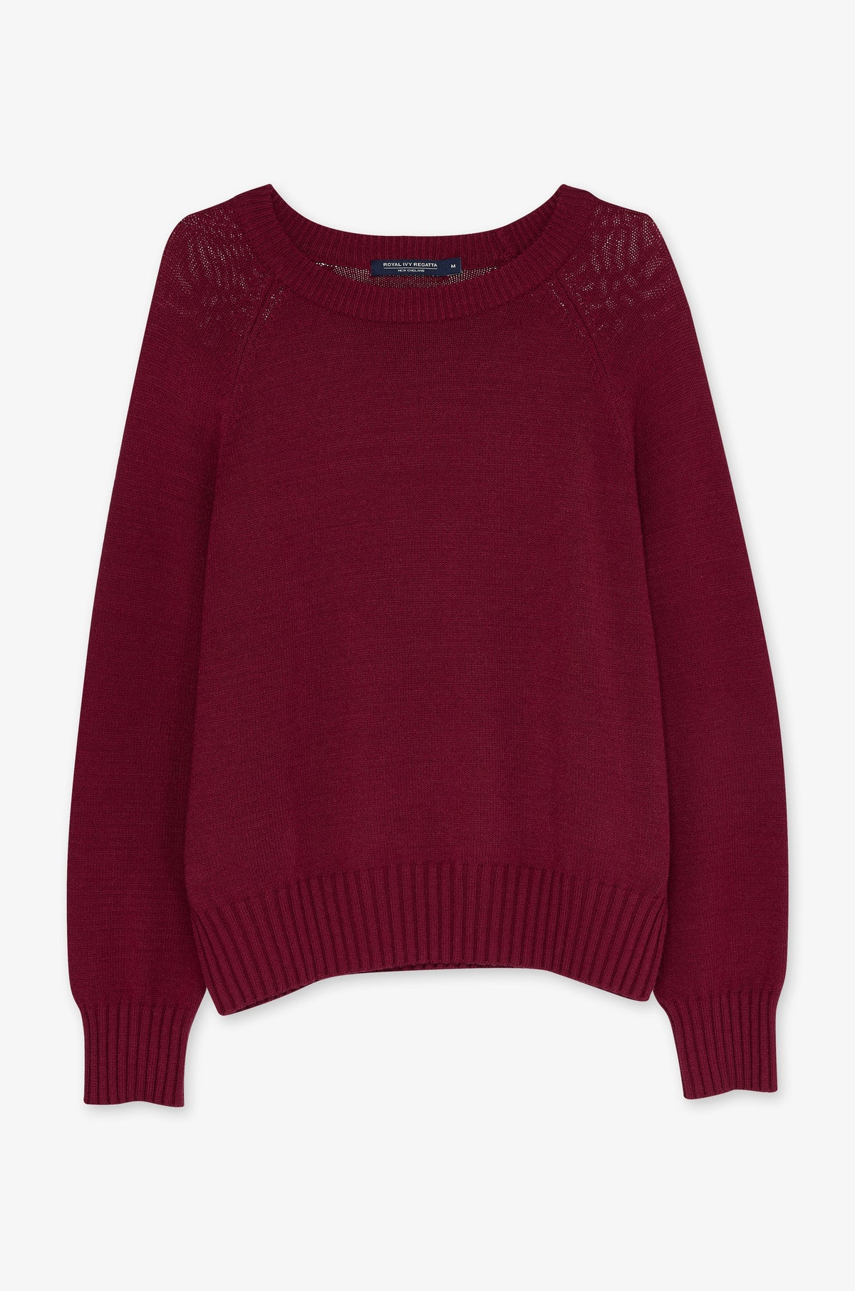 Textured Boat Neck Long Sleeve Pullover