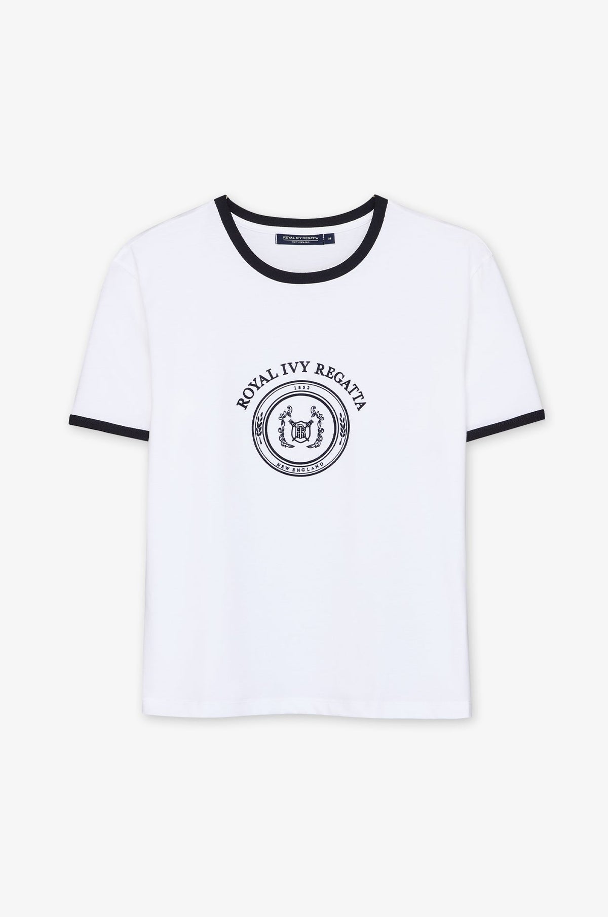 Circular Emblem Contrast Trim T-Shirt