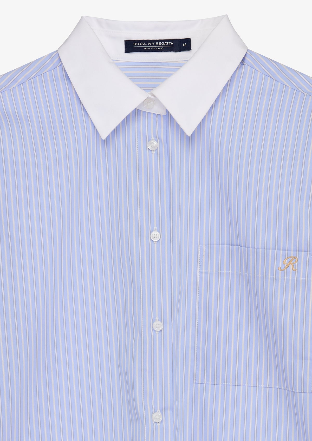 Contrast Collar Stripe Button Shirt