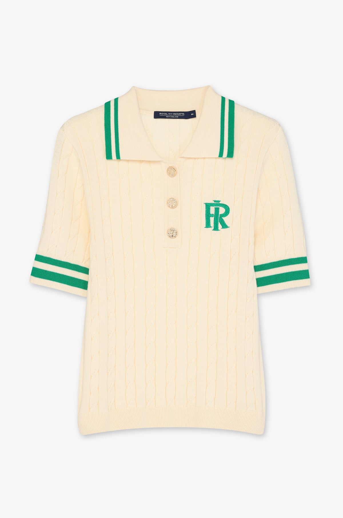 Monogram Striped Trim Short Sleeve Polo
