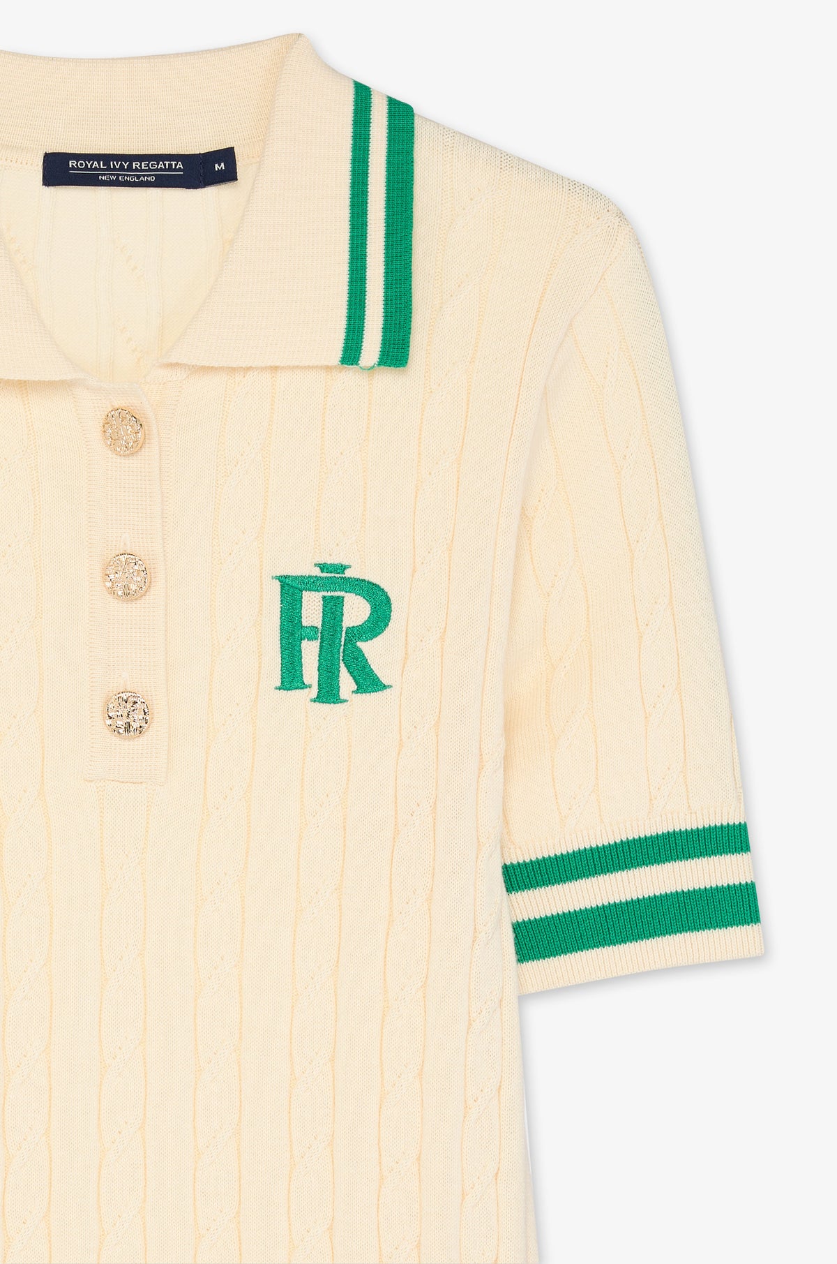 Monogram Striped Trim Short Sleeve Polo